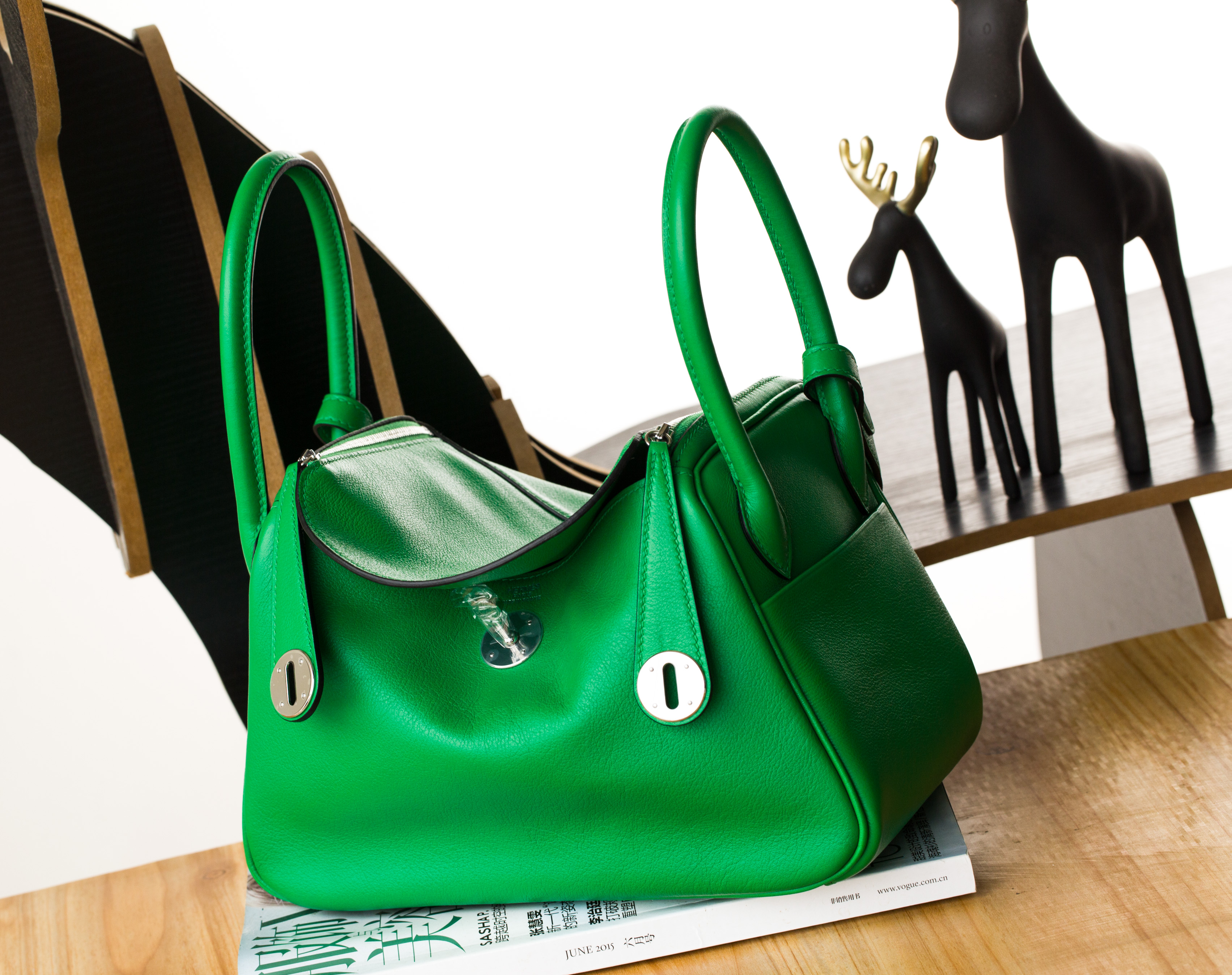爱马仕琳迪包 Hermes Lindy 26cm 1K竹子绿原厂swift牛皮 银扣