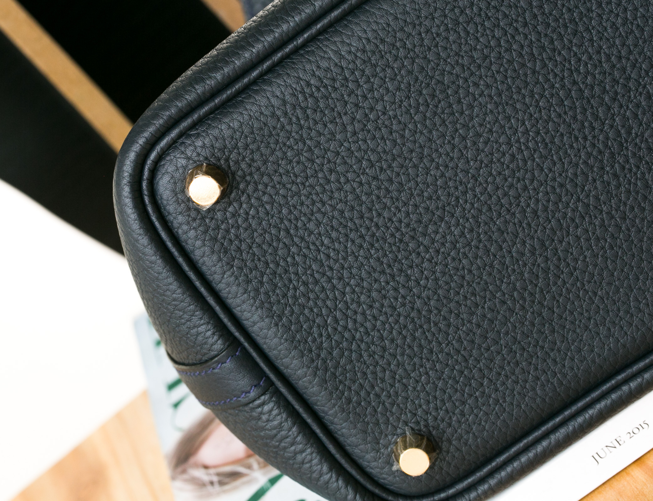爱马仕水桶包价格 Hermes Picotin 18cm 午夜蓝拼罂粟橘原厂TC皮