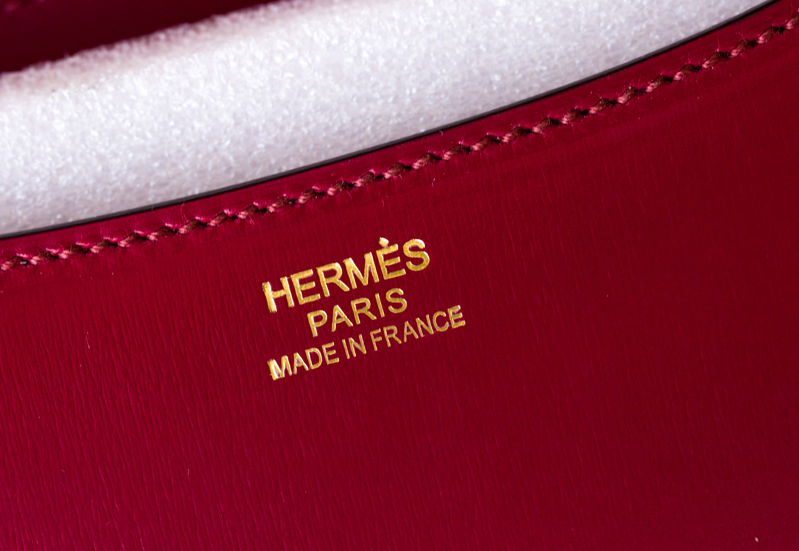 爱马仕空姐包 Hermes Constance 24cm B5宝石红进口顶级box牛皮 金扣
