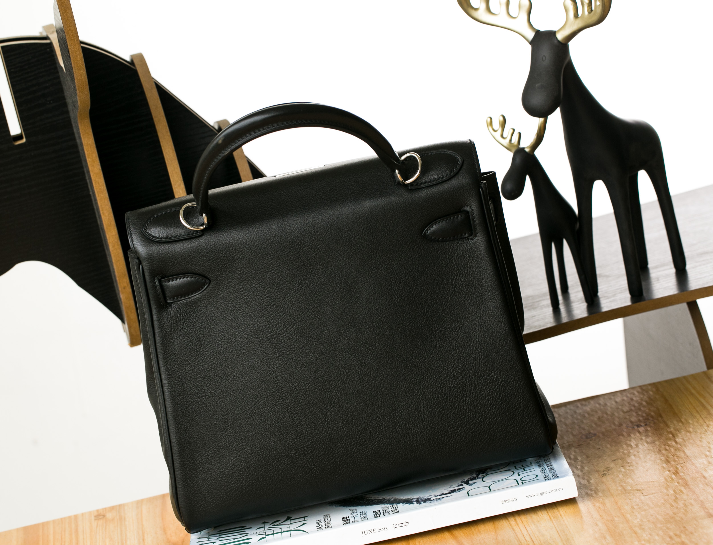 Hermes Kelly 28cm 爱马仕89黑色原厂swift牛皮凯莉包 银扣