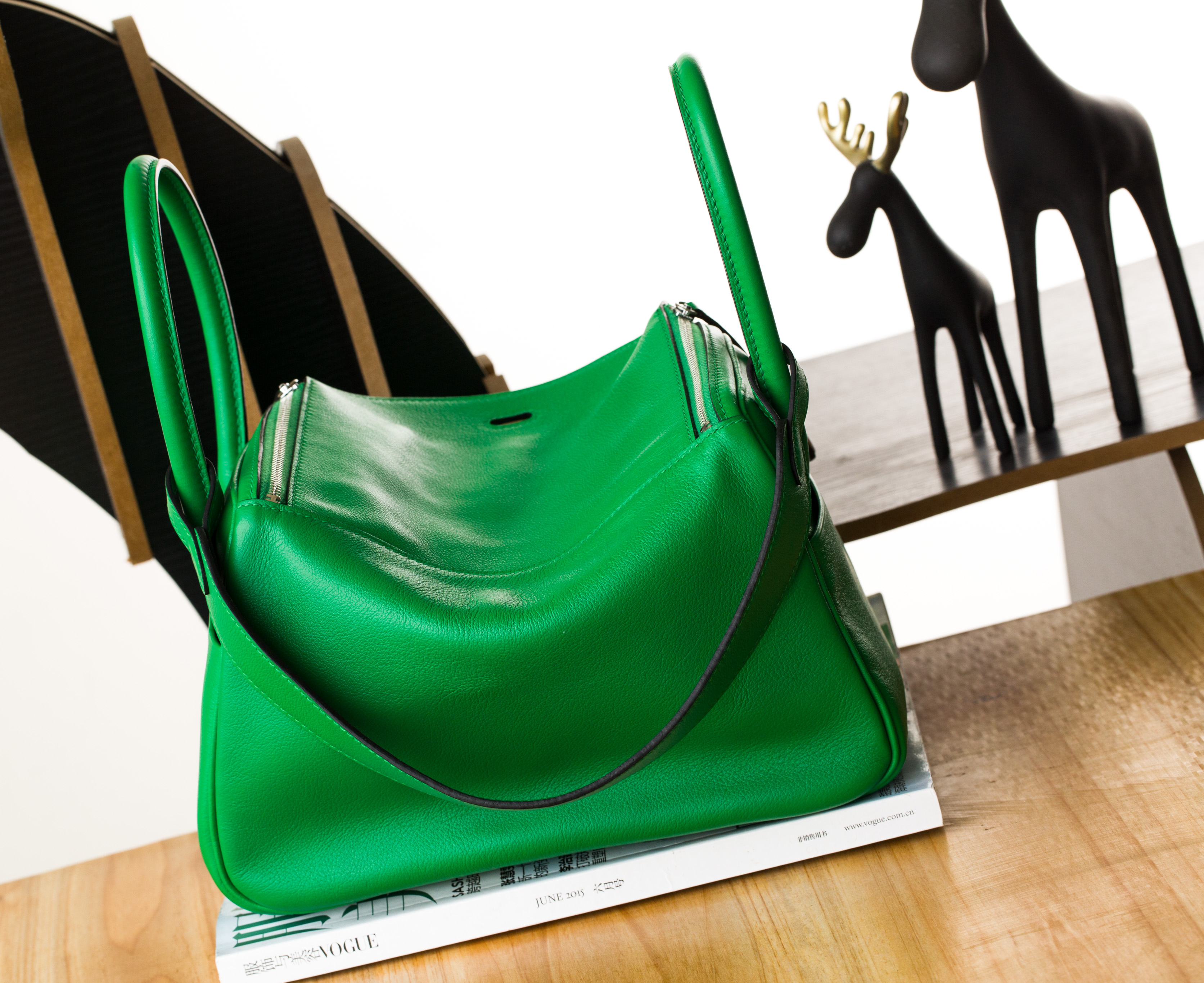 爱马仕琳迪包 Hermes Lindy 26cm 1K竹子绿原厂swift牛皮 银扣