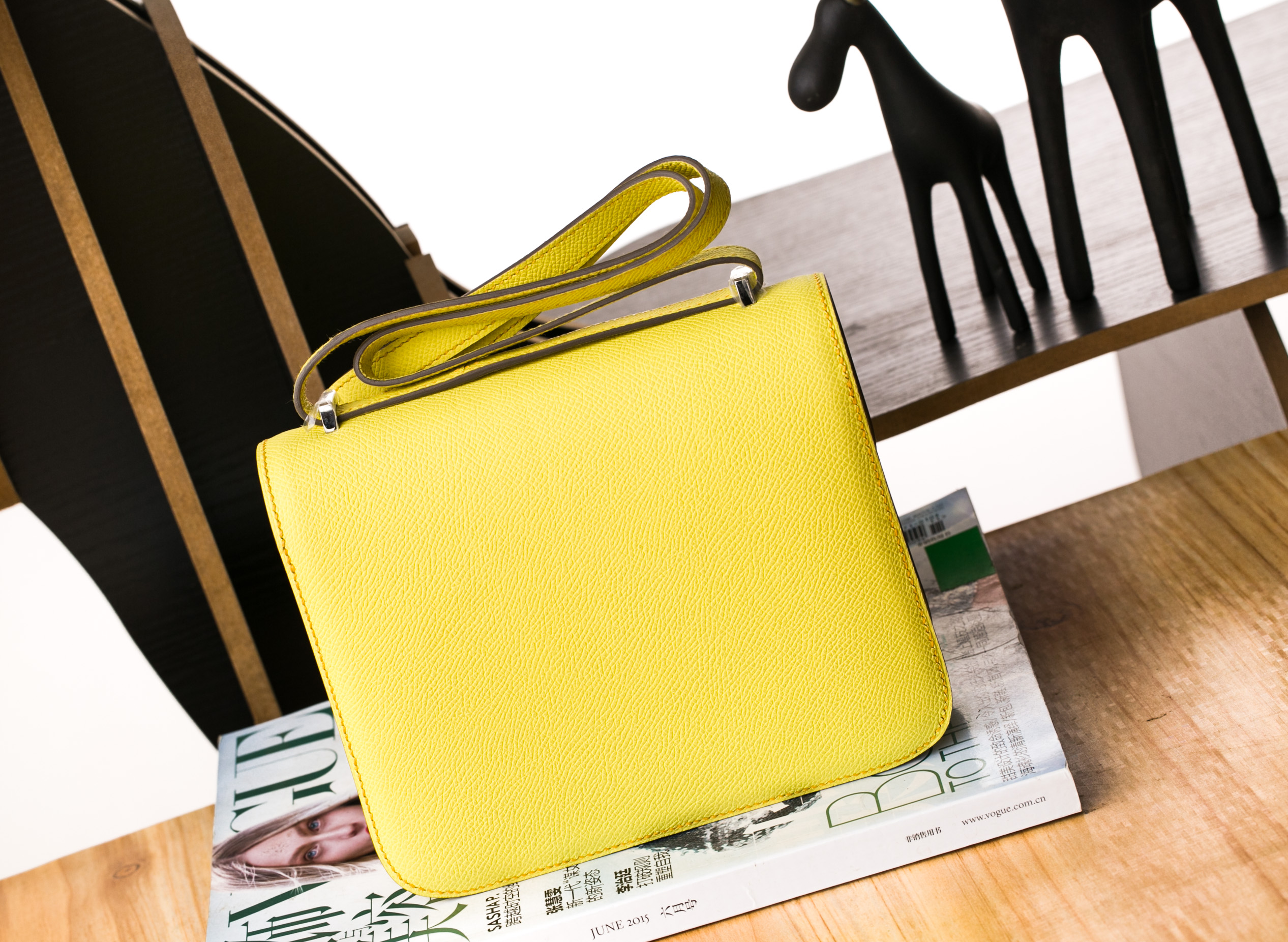爱马仕空姐包价格 Hermes Constance19cm C9鹅蛋黄进口epsom牛皮