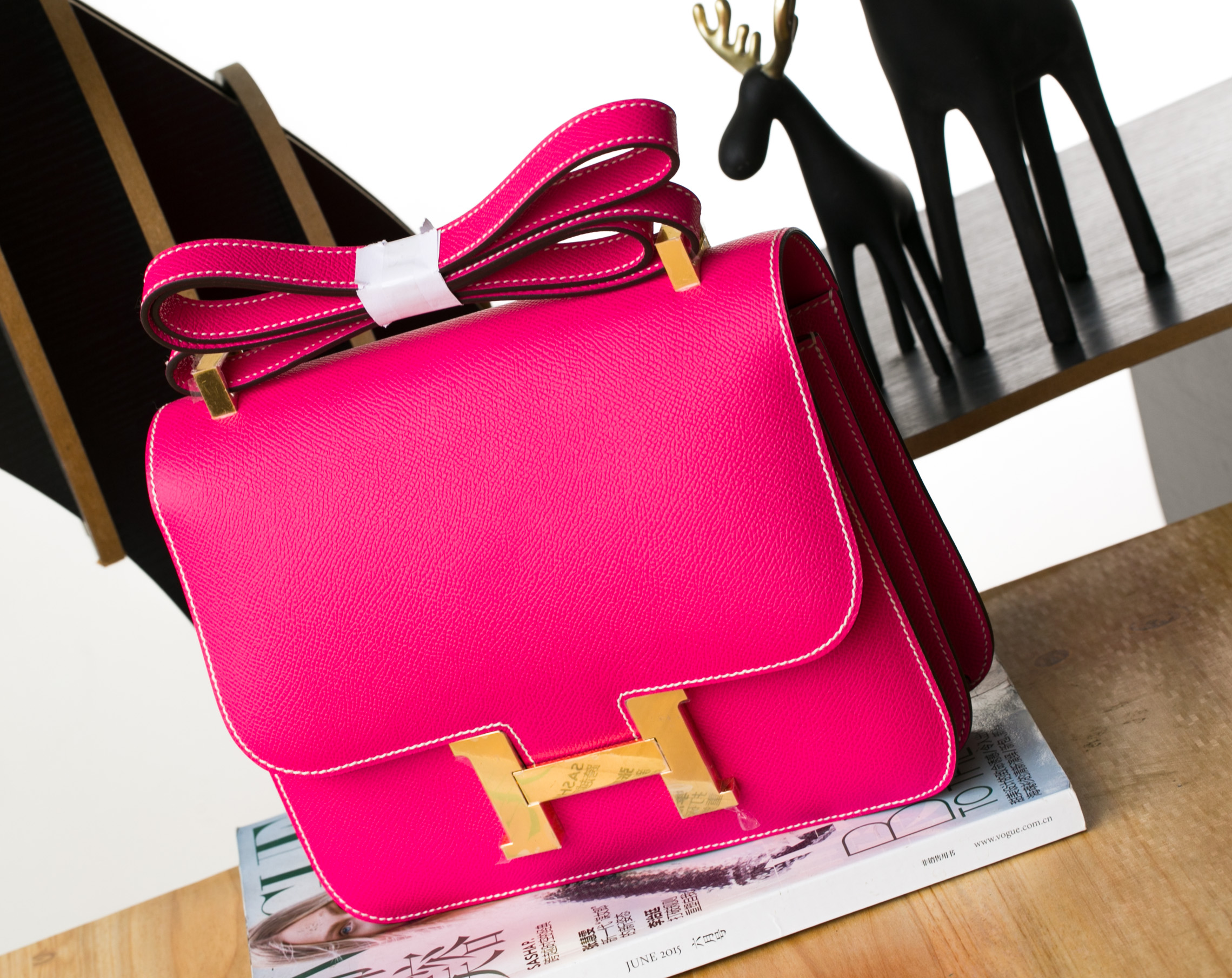 爱马仕空姐包 Hermes Constance 24cm E5糖果粉进口epsom牛皮