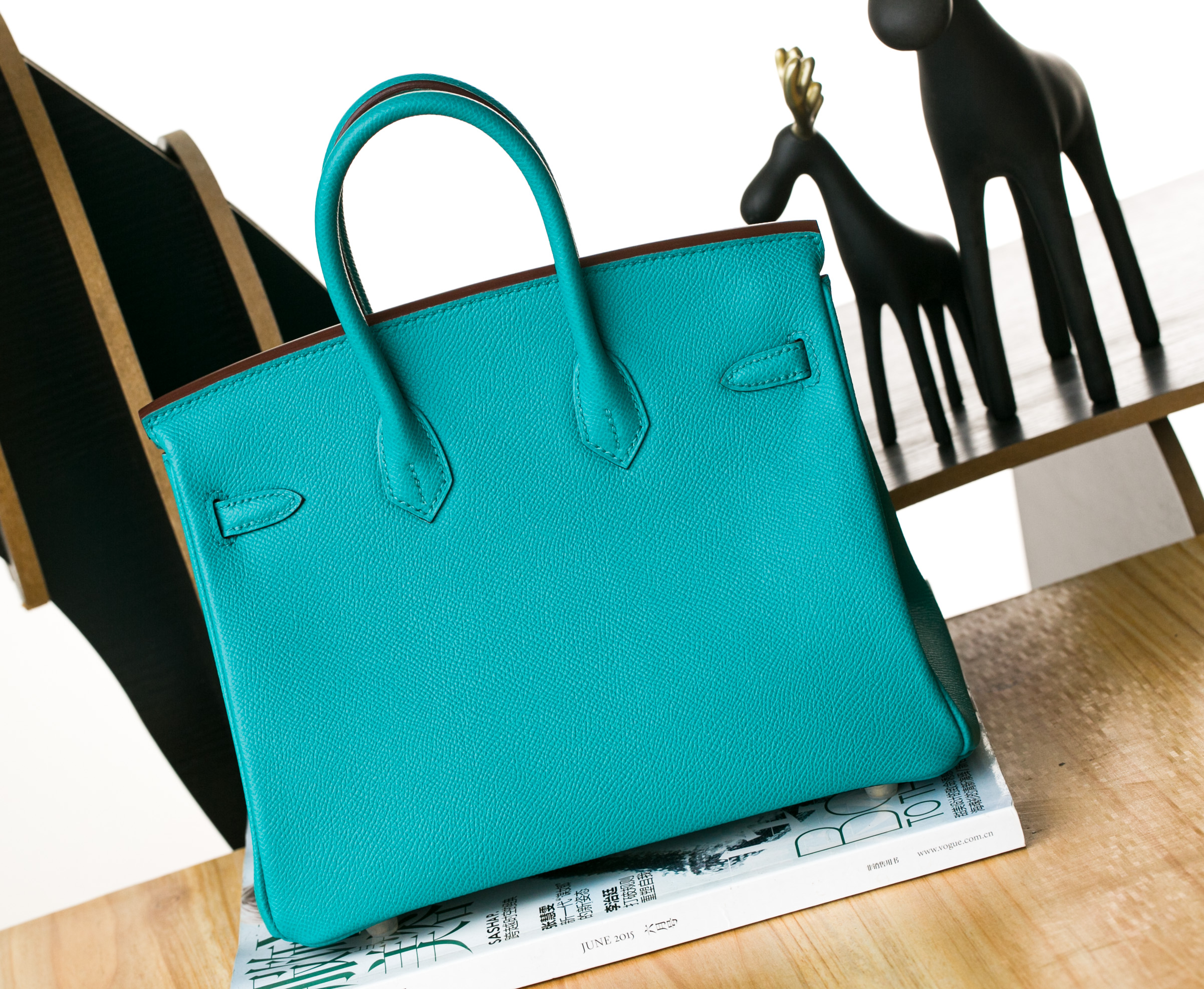 爱马仕Birkin包价格 Hermes 7V湖水绿原厂epsom牛皮铂金包25cm