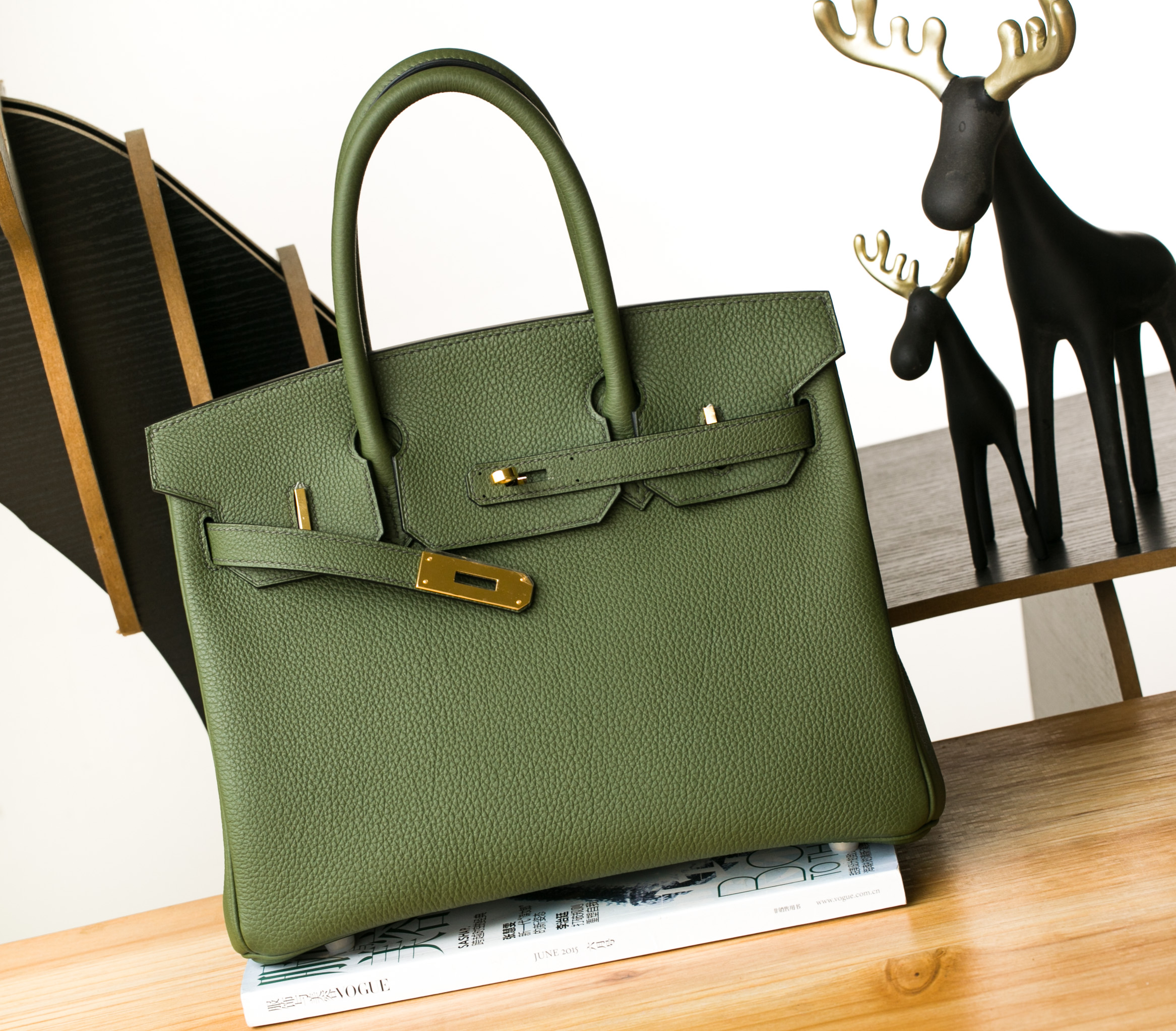 爱马仕Birkin30包价格 V6丛林绿原厂顶级togo牛皮铂金包