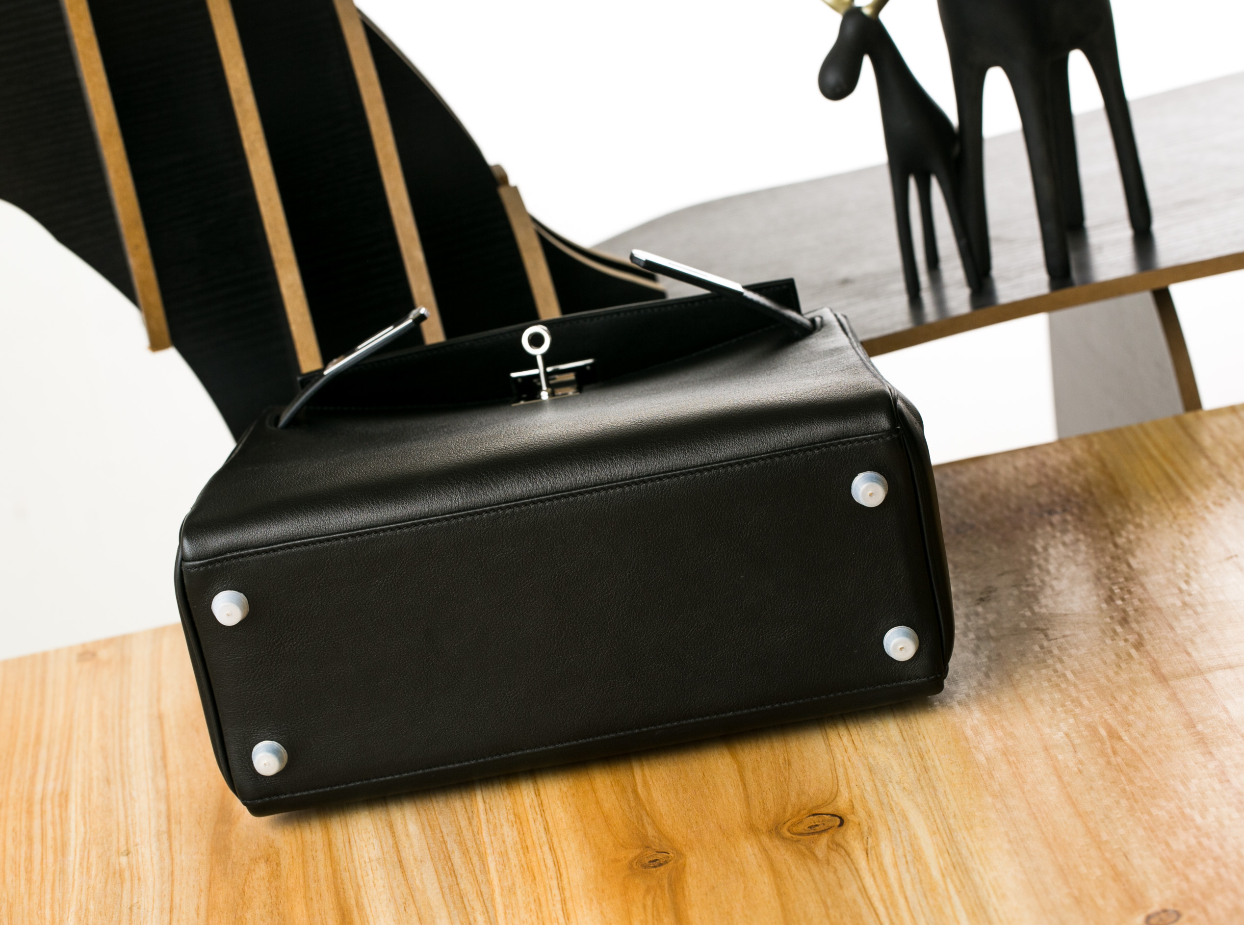 Hermes Kelly 28cm 爱马仕89黑色原厂swift牛皮凯莉包 银扣