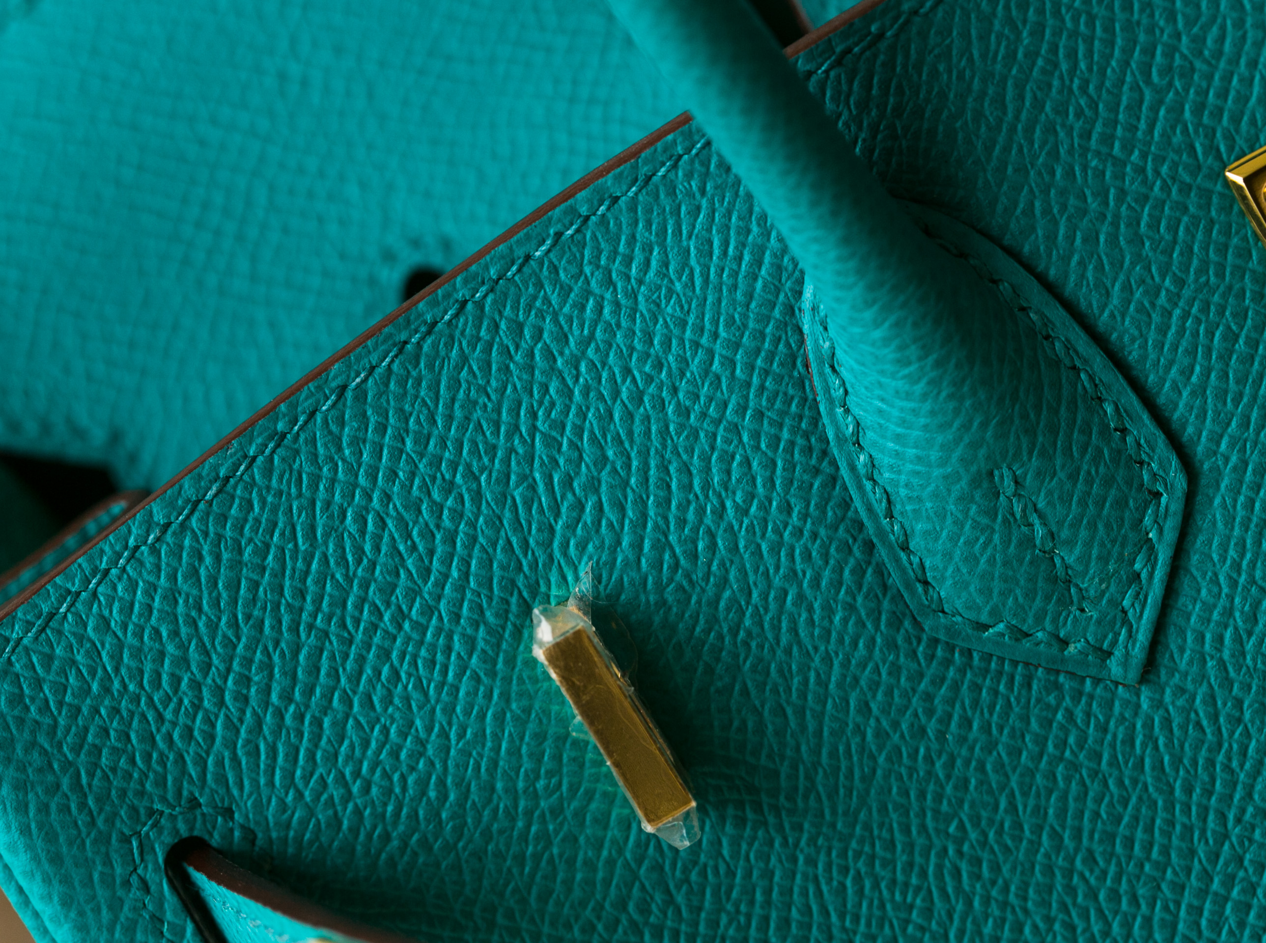 爱马仕Birkin包价格 Hermes 7V湖水绿原厂epsom牛皮铂金包25cm