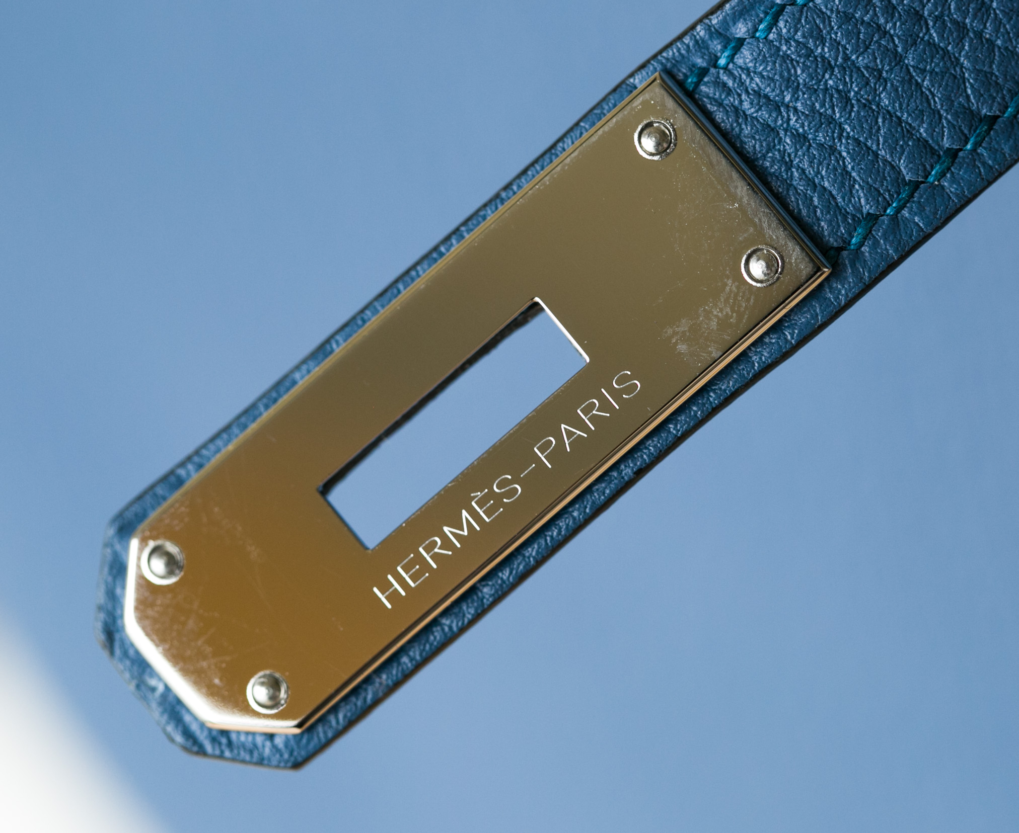 爱马仕Kelly包价格 Hermes 2R玛瑙蓝原厂togo牛皮凯莉包28cm 银扣