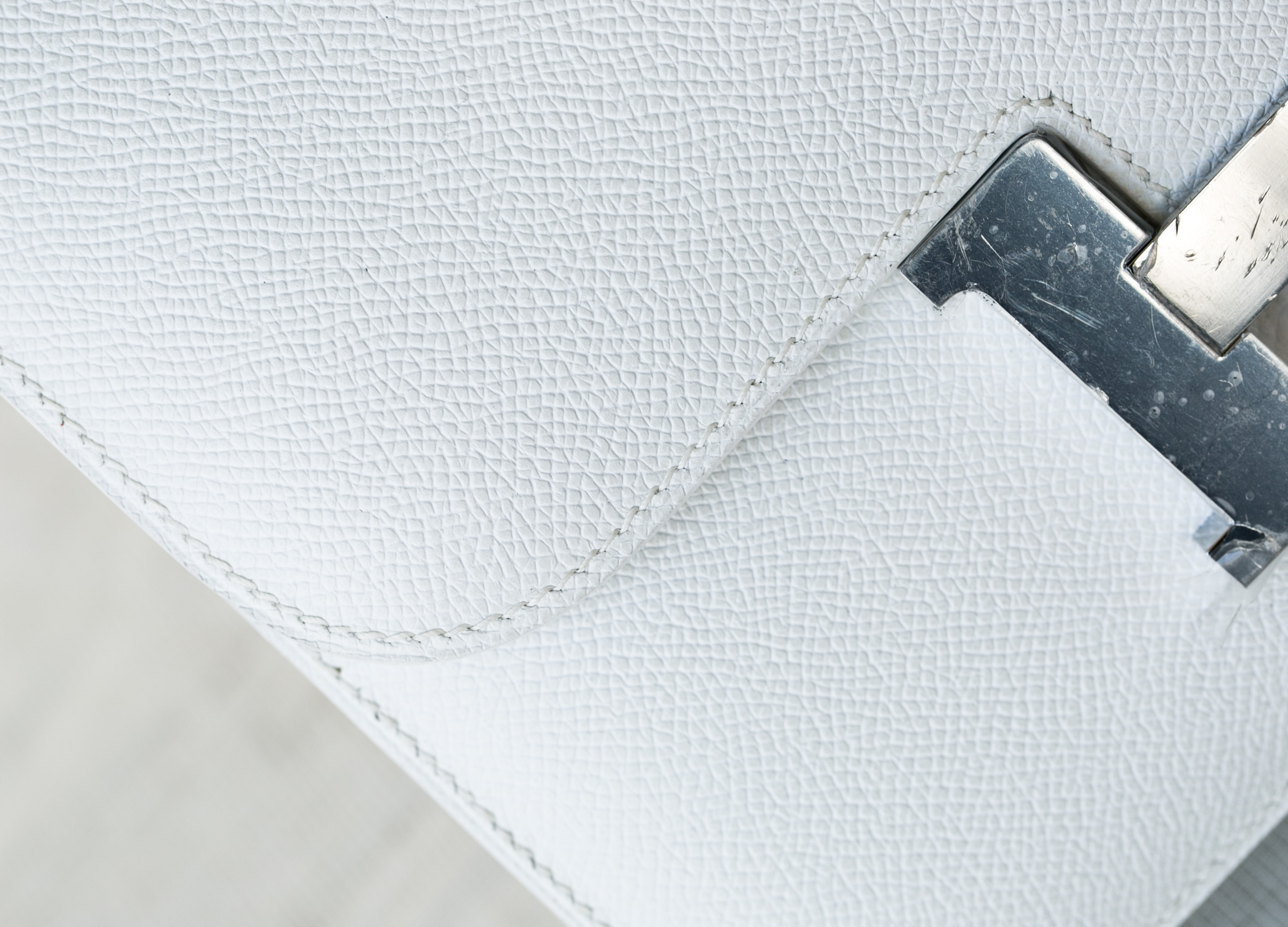 Hermes Constance 19cm 爱马仕空姐包01白色原厂epsom牛皮