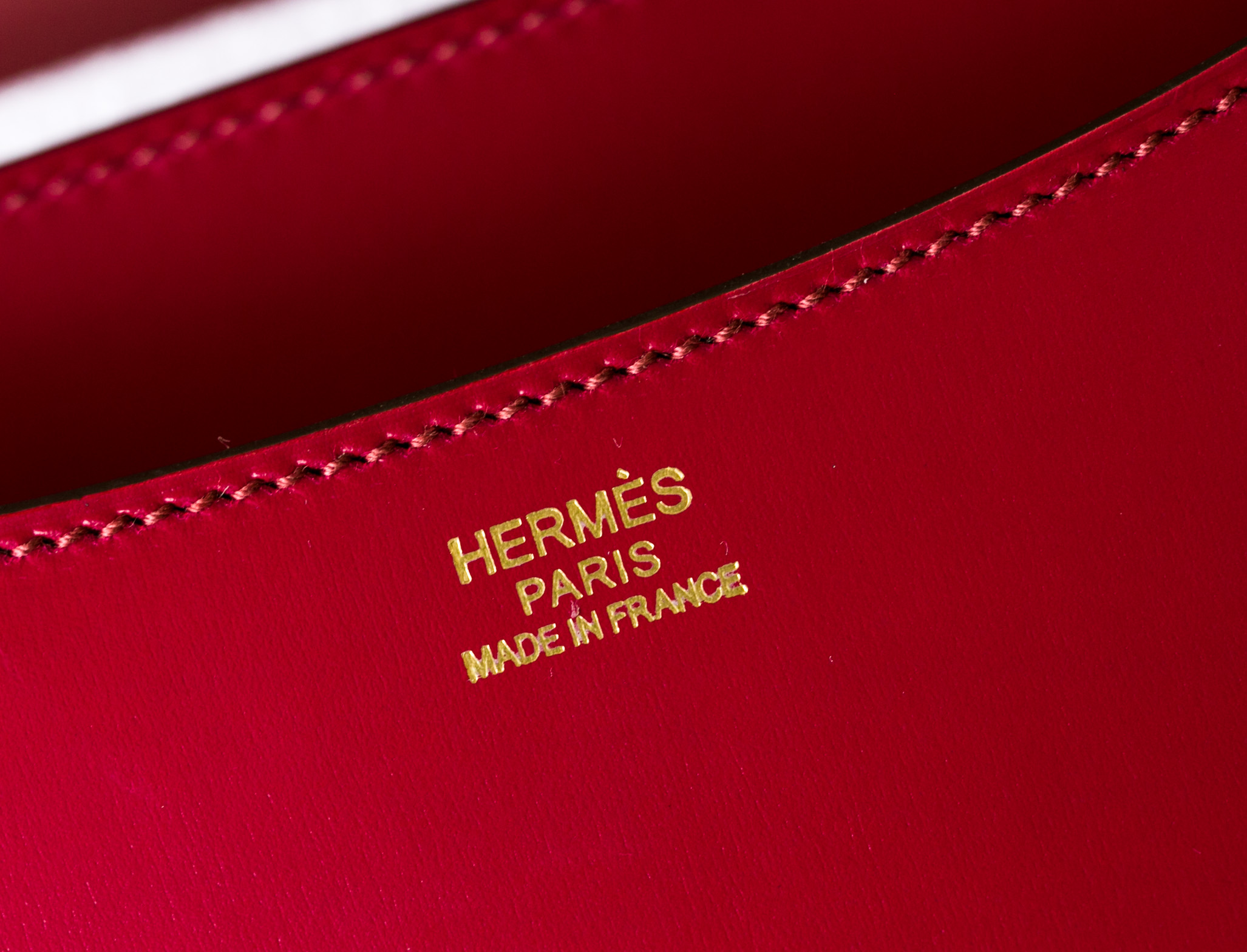 爱马仕空姐包 Hermes Constance 24cm B5宝石红进口顶级box牛皮 金扣