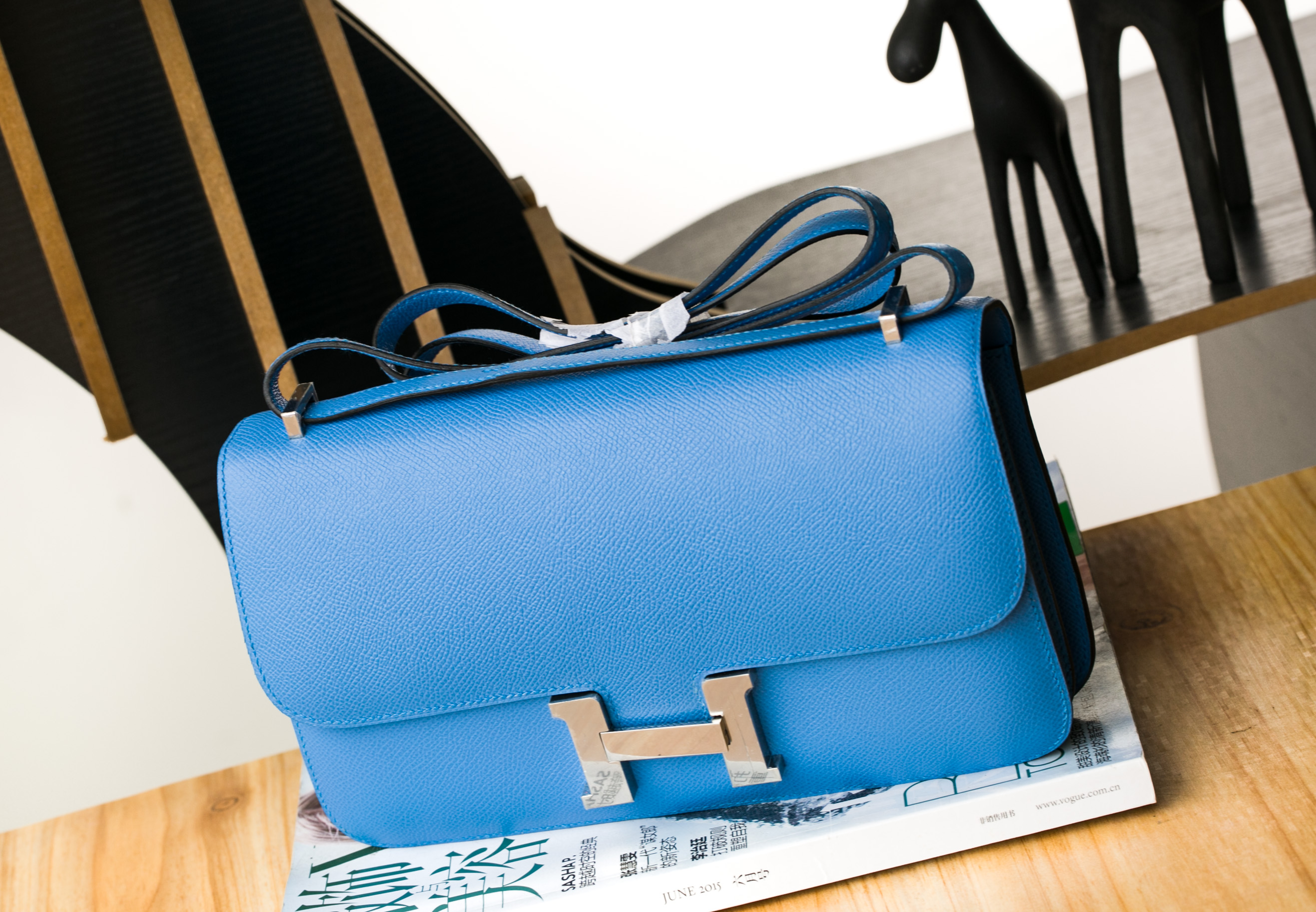 爱马仕包包官网 Hermes Constance 26cm 2T天堂蓝epsom皮空姐包