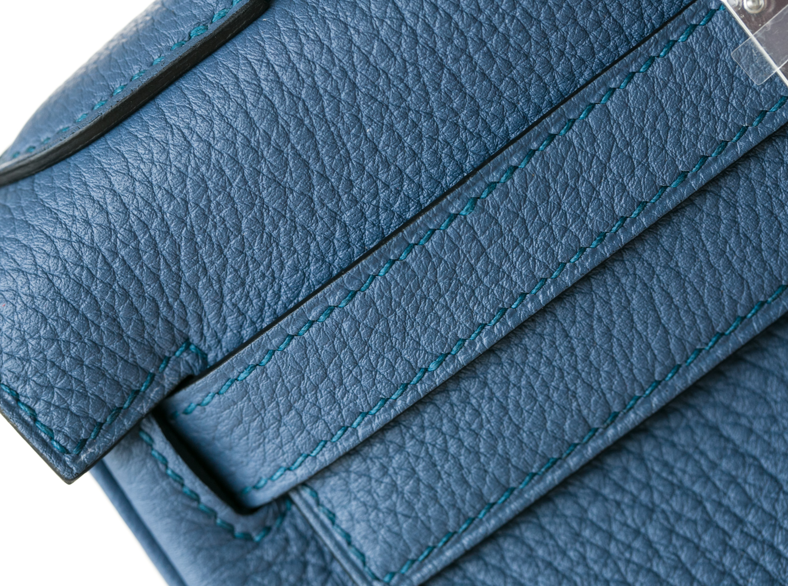 爱马仕Kelly包价格 Hermes 2R玛瑙蓝原厂togo牛皮凯莉包28cm 银扣