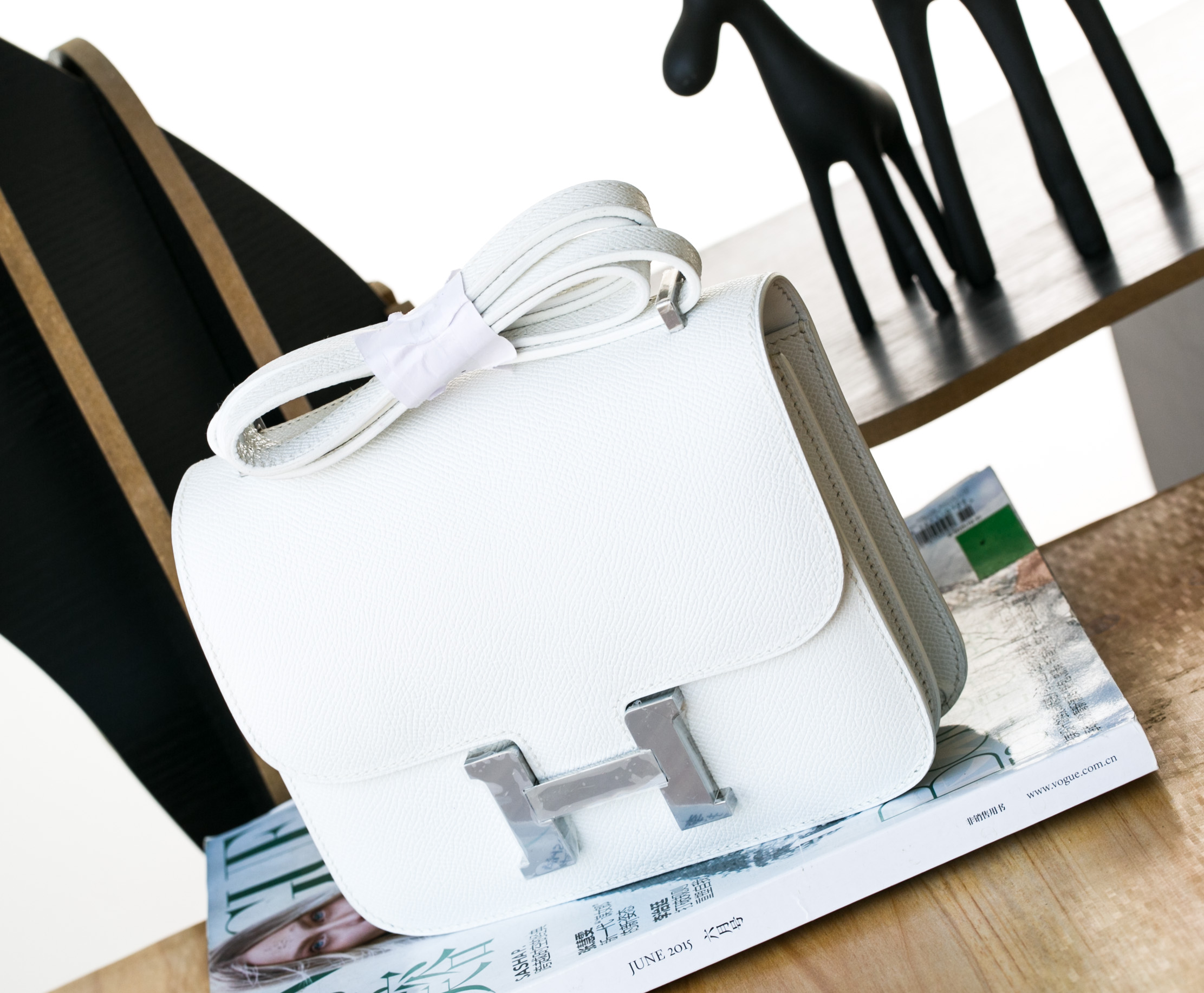 Hermes Constance 19cm 爱马仕空姐包01白色原厂epsom牛皮