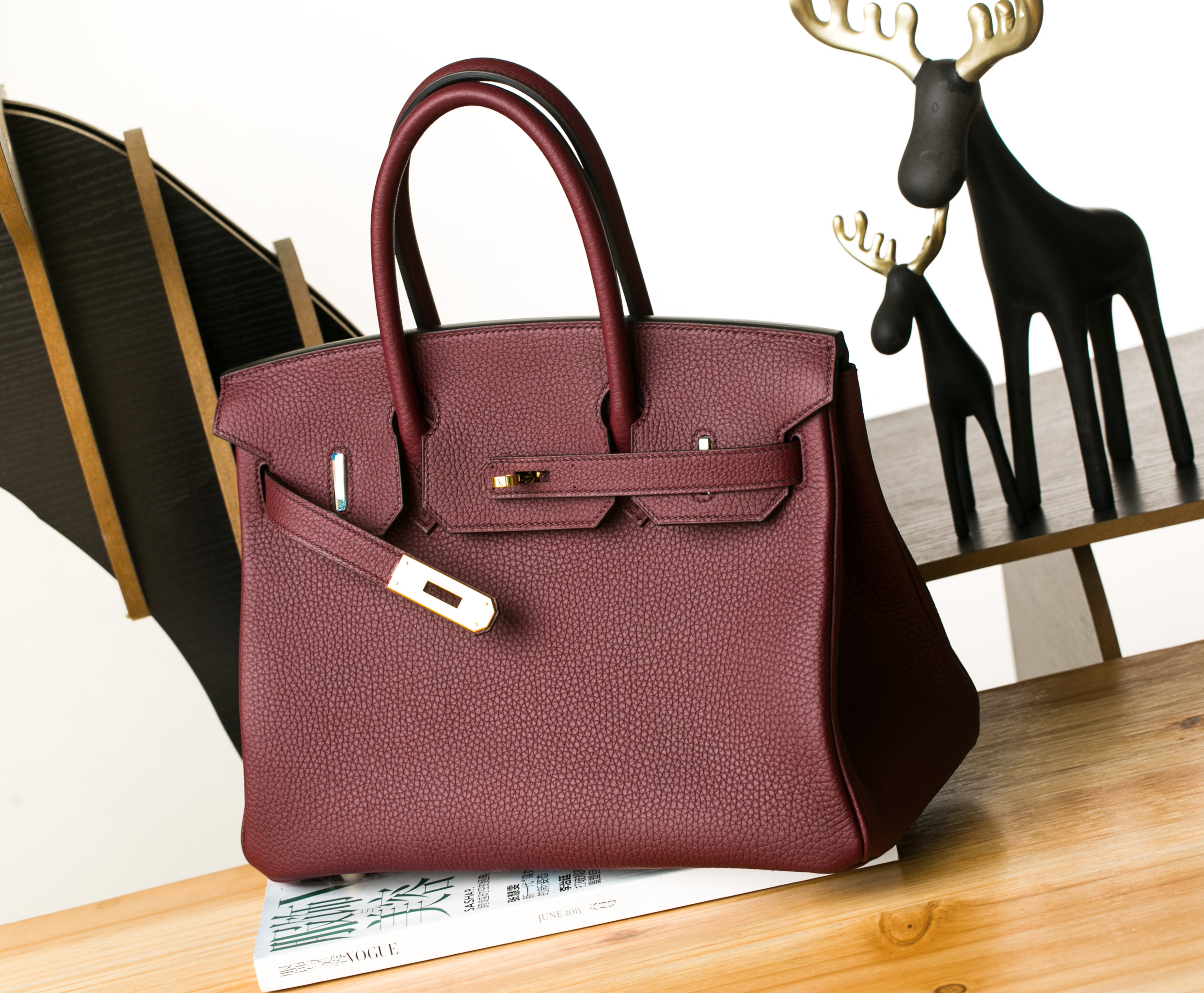 Hermes Birkin30cm 爱马仕CK55爱马仕红 原厂togo牛皮铂金包 金扣