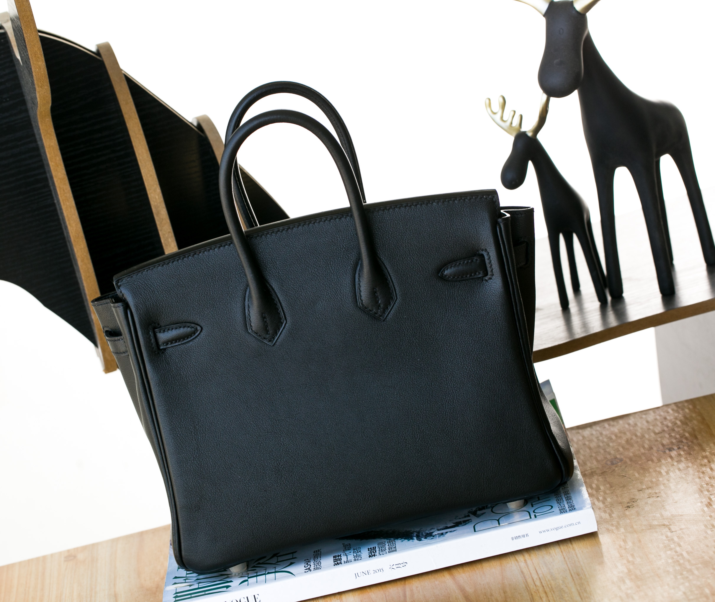 爱马仕 铂金包Birkin 25CM黑色金扣 Togo小牛皮