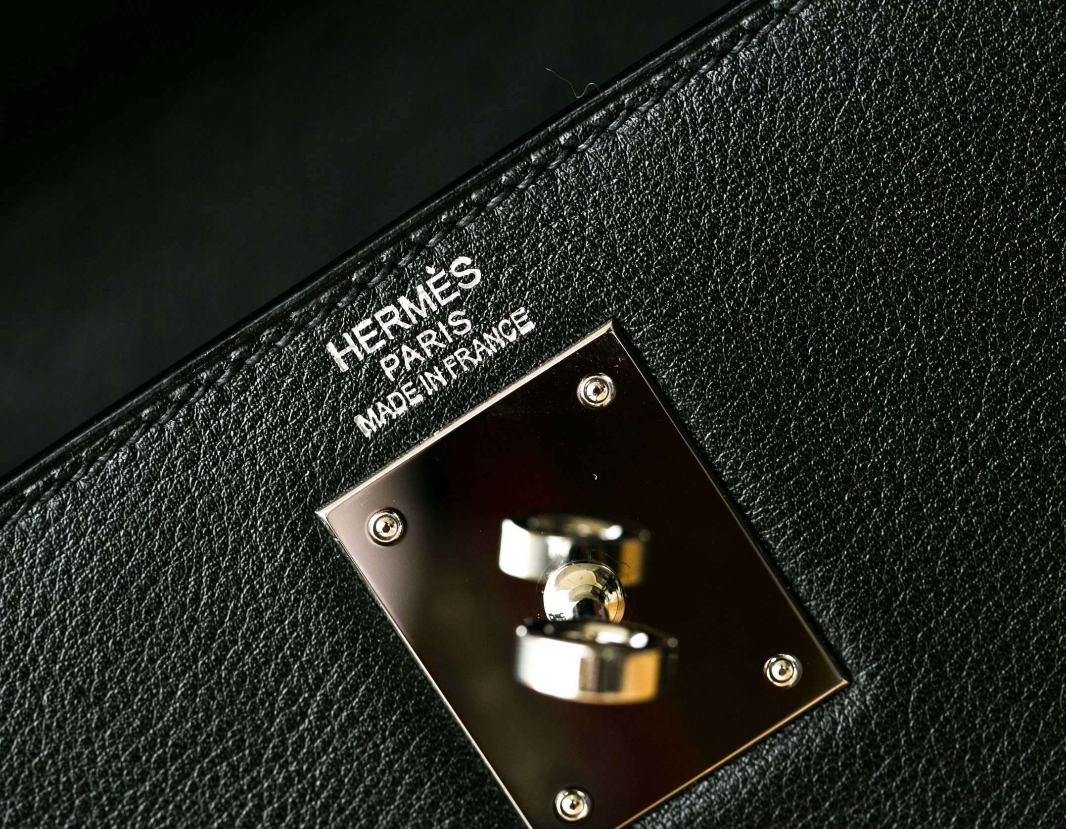 Hermes Kelly 28cm 爱马仕89黑色原厂swift牛皮凯莉包 银扣