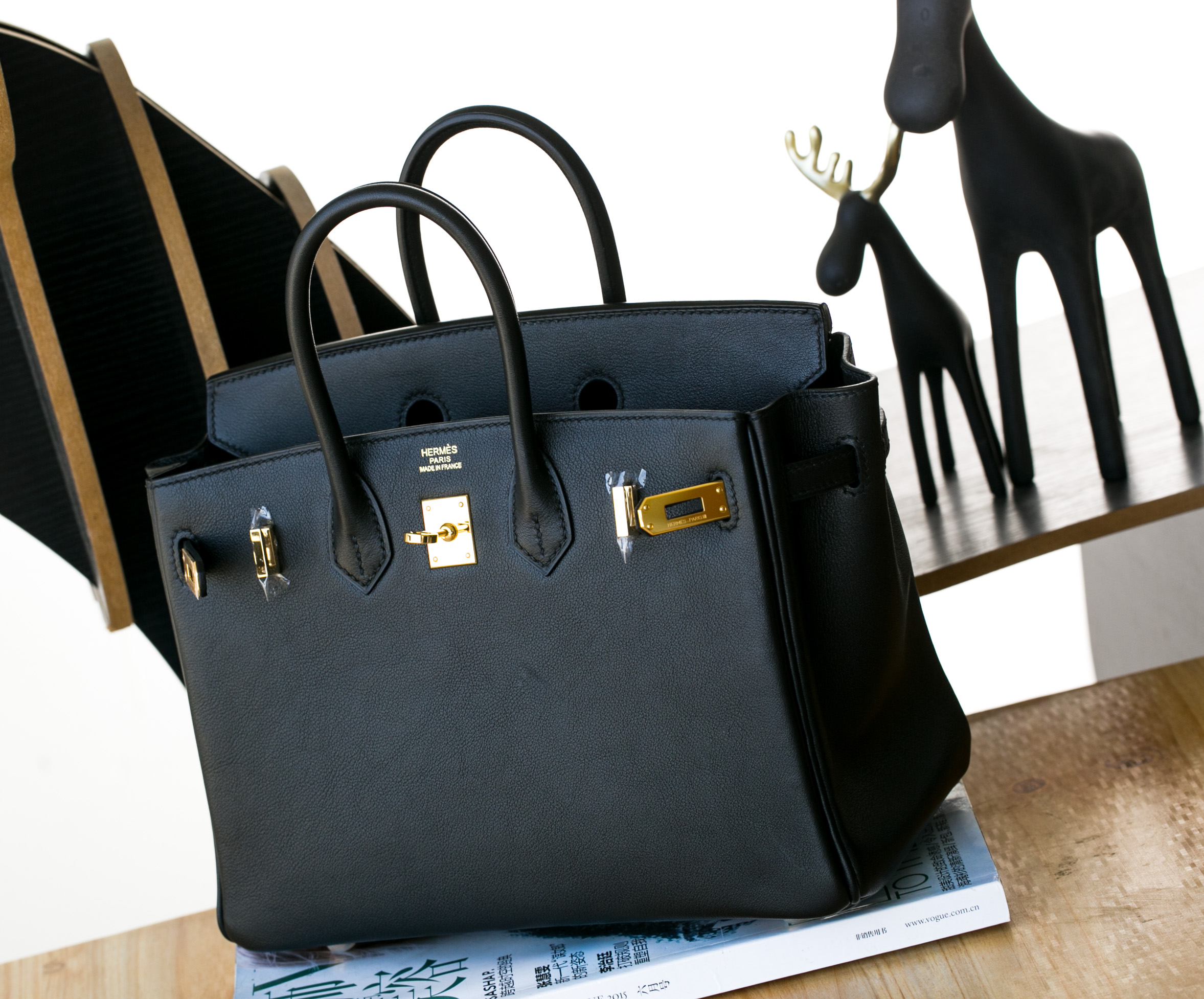 爱马仕 铂金包Birkin 25CM黑色金扣 Togo小牛皮