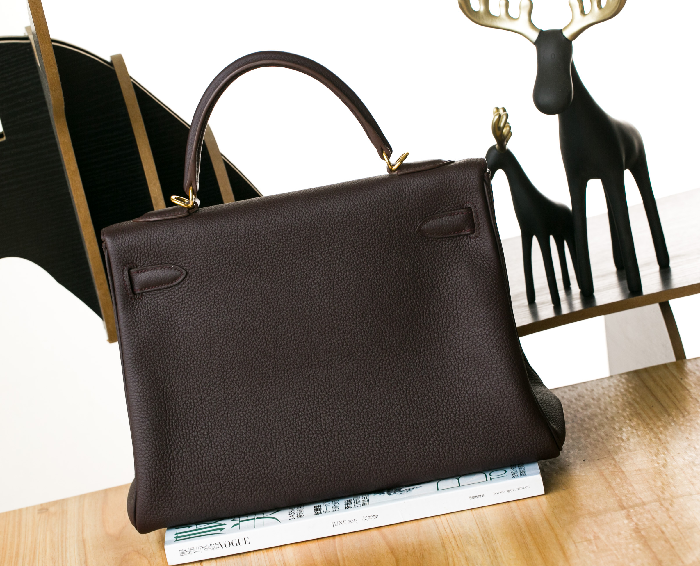 爱马仕凯莉包 Hermes Kelly32cm 4H深咖啡色进口togo牛皮