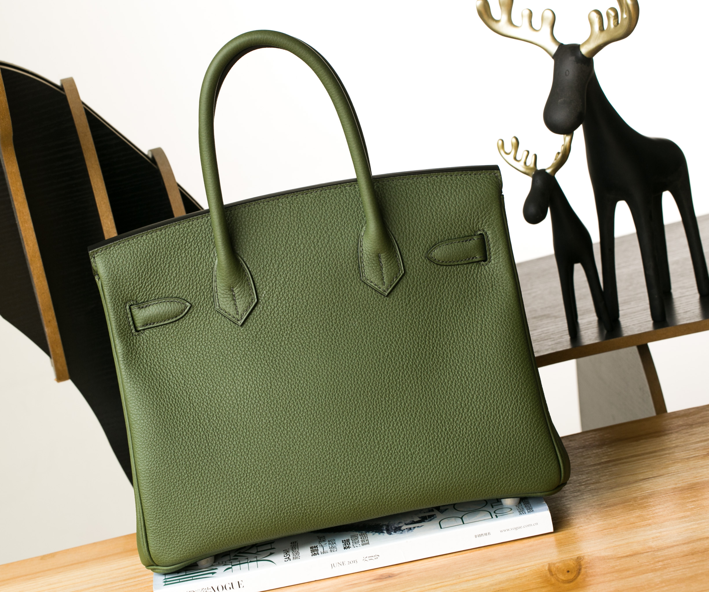 爱马仕Birkin30包价格 V6丛林绿原厂顶级togo牛皮铂金包