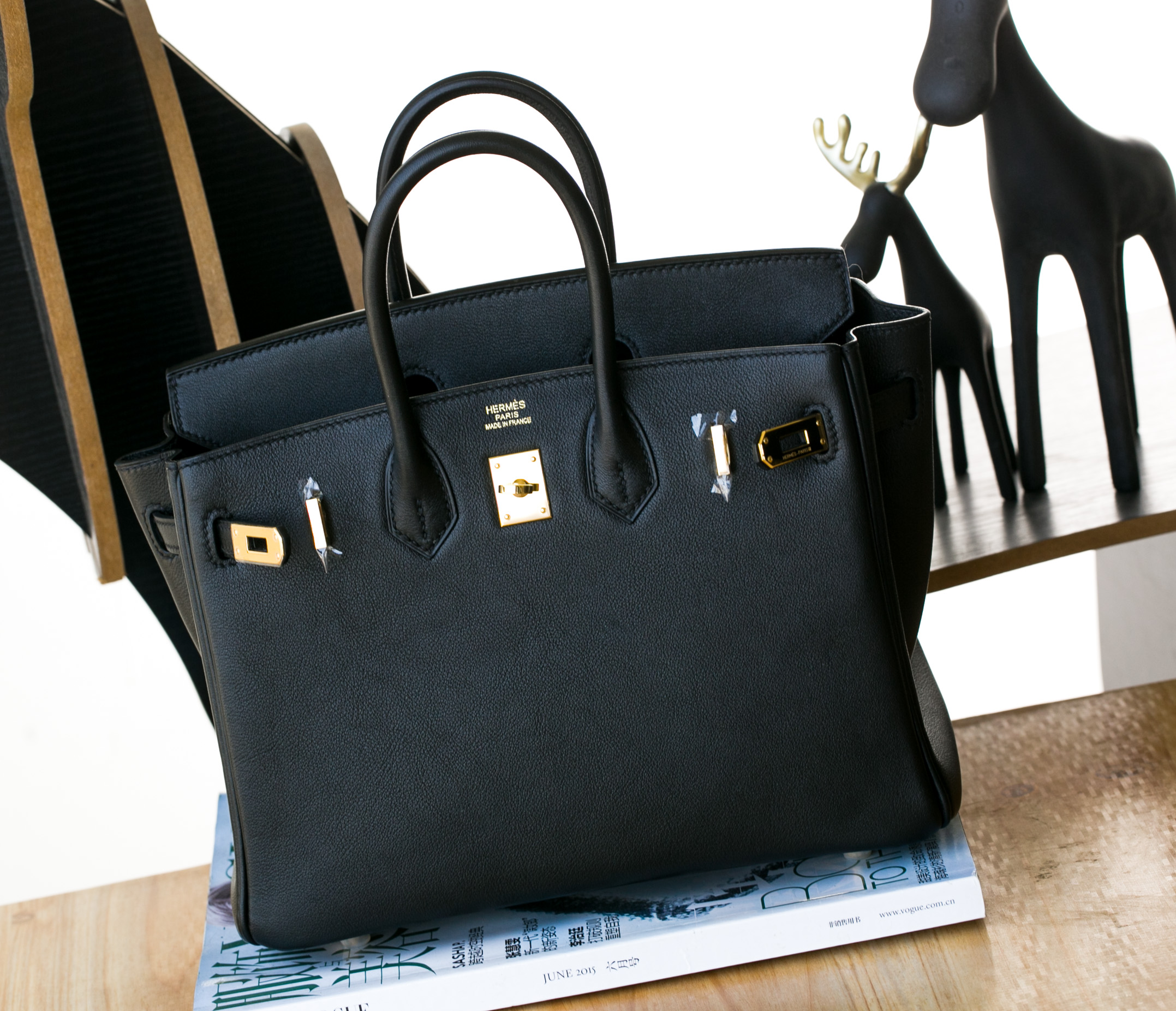 爱马仕 铂金包Birkin 25CM黑色金扣 Togo小牛皮