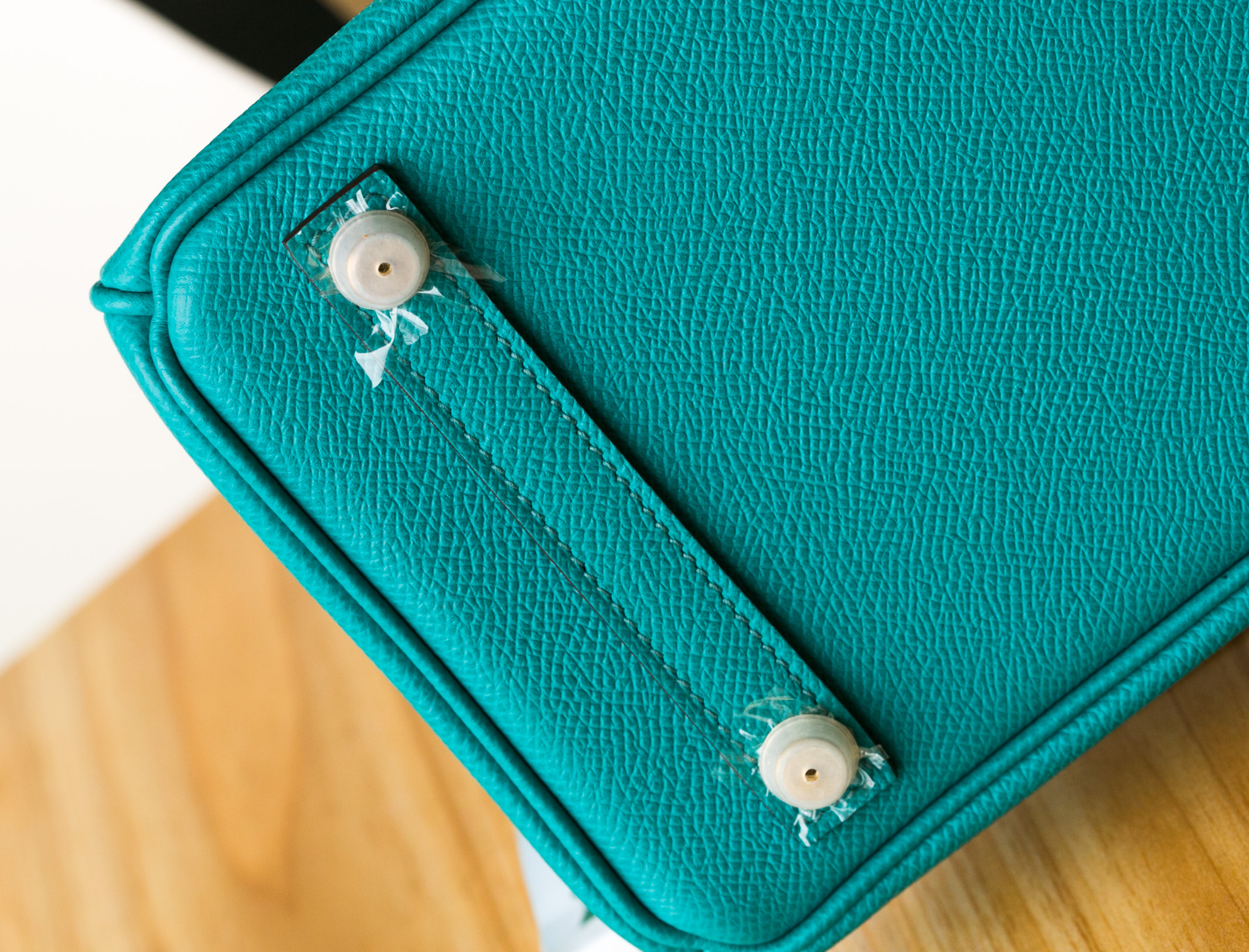 爱马仕Birkin包价格 Hermes 7V湖水绿原厂epsom牛皮铂金包25cm
