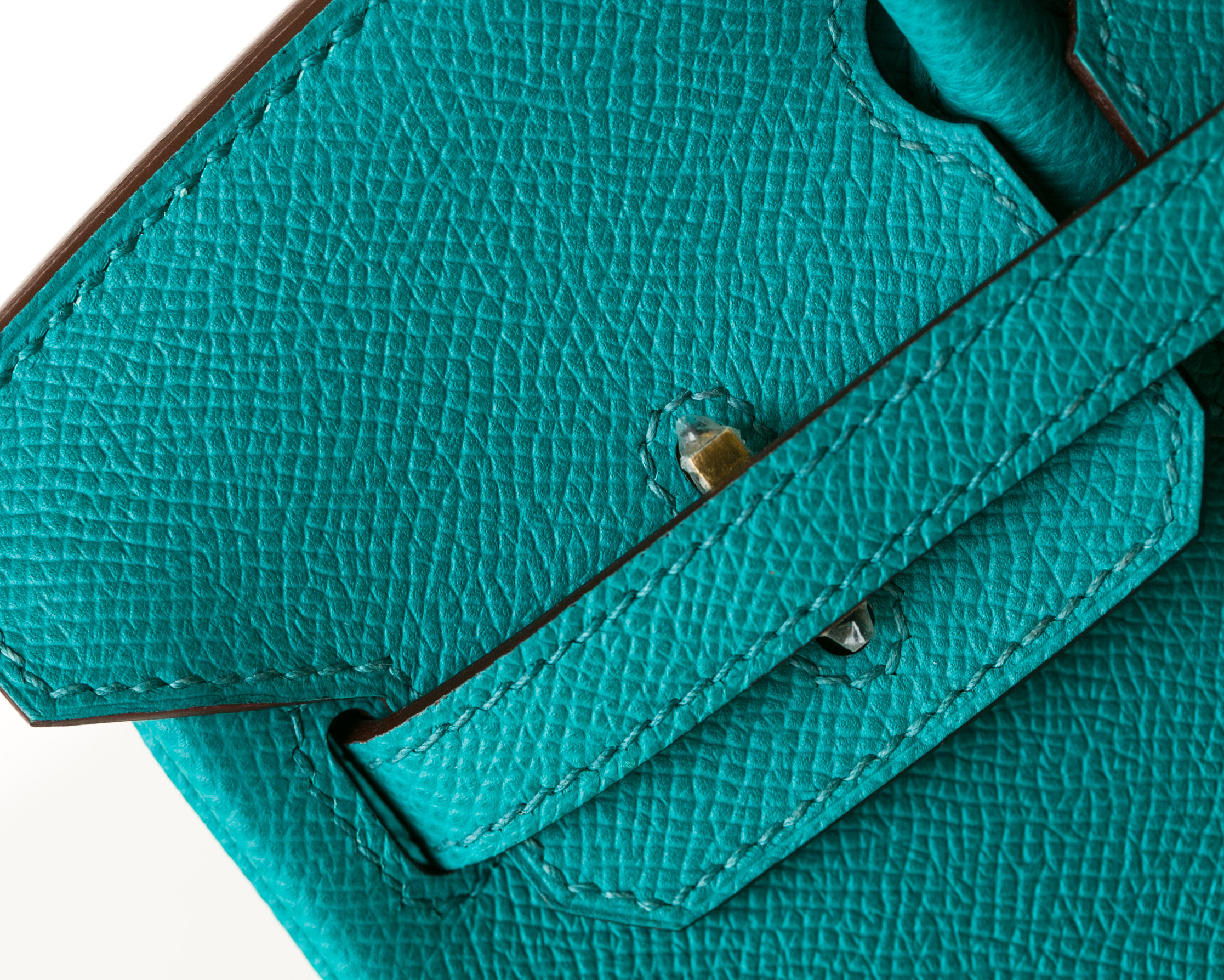爱马仕Birkin包价格 Hermes 7V湖水绿原厂epsom牛皮铂金包25cm