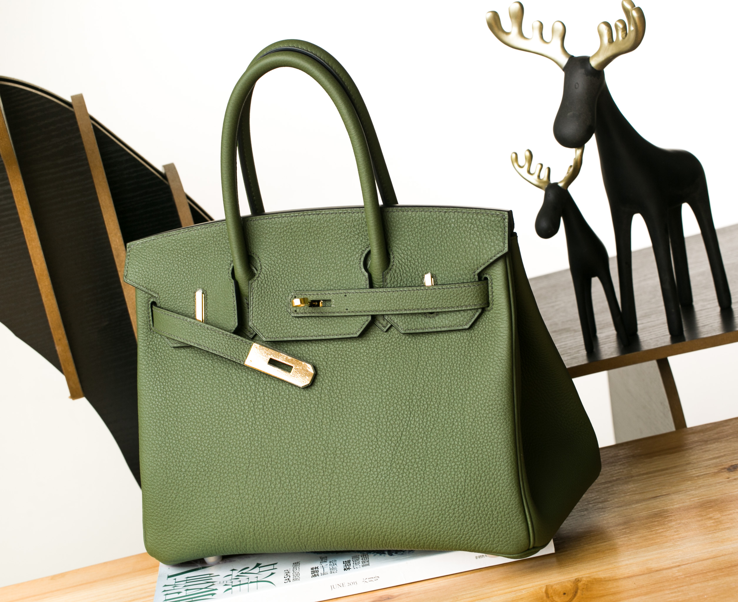 爱马仕Birkin30包价格 V6丛林绿原厂顶级togo牛皮铂金包