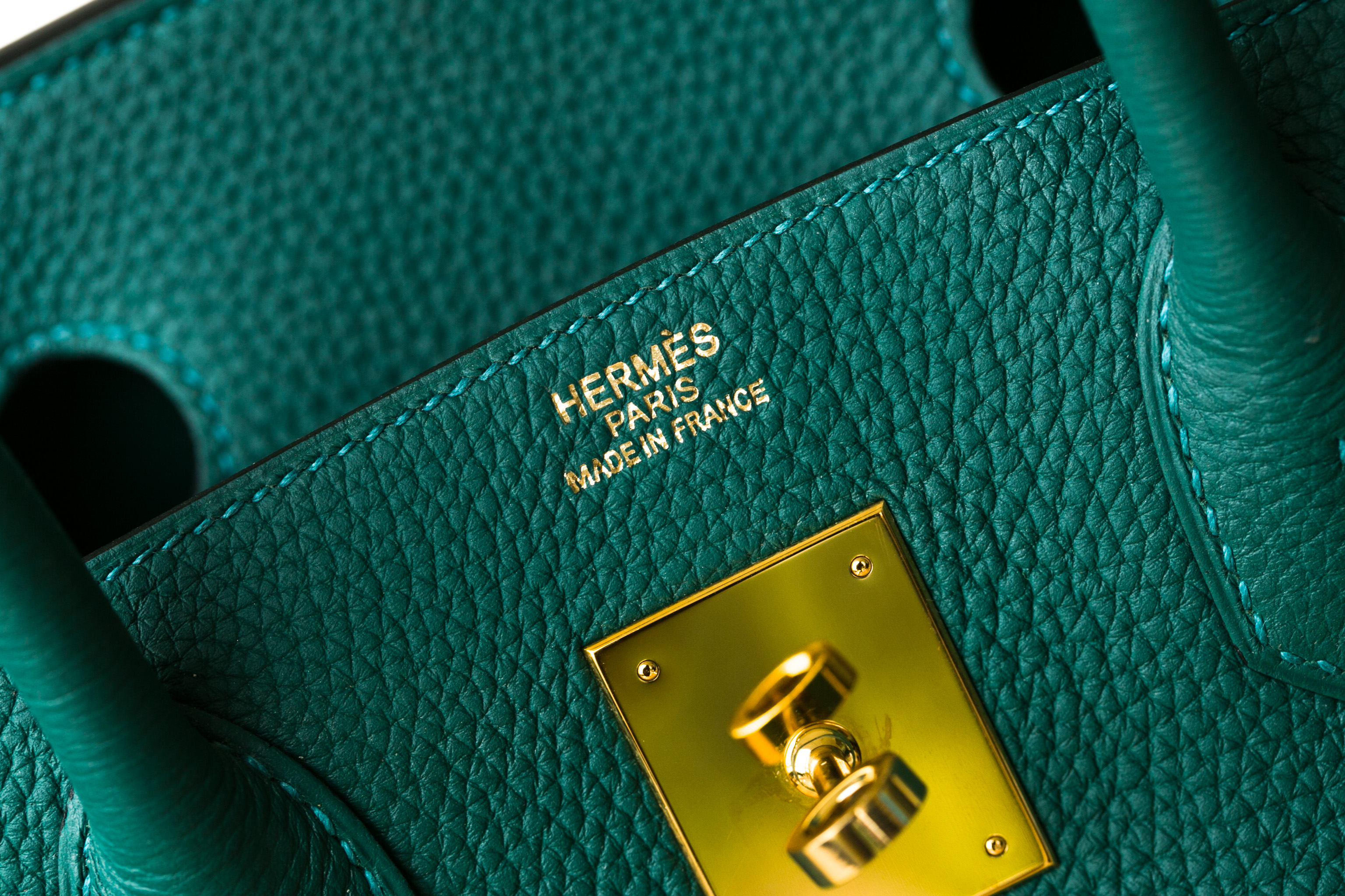 爱马仕女包 Hermes Birkin30cm Z6孔雀绿原厂顶级togo牛皮铂金包