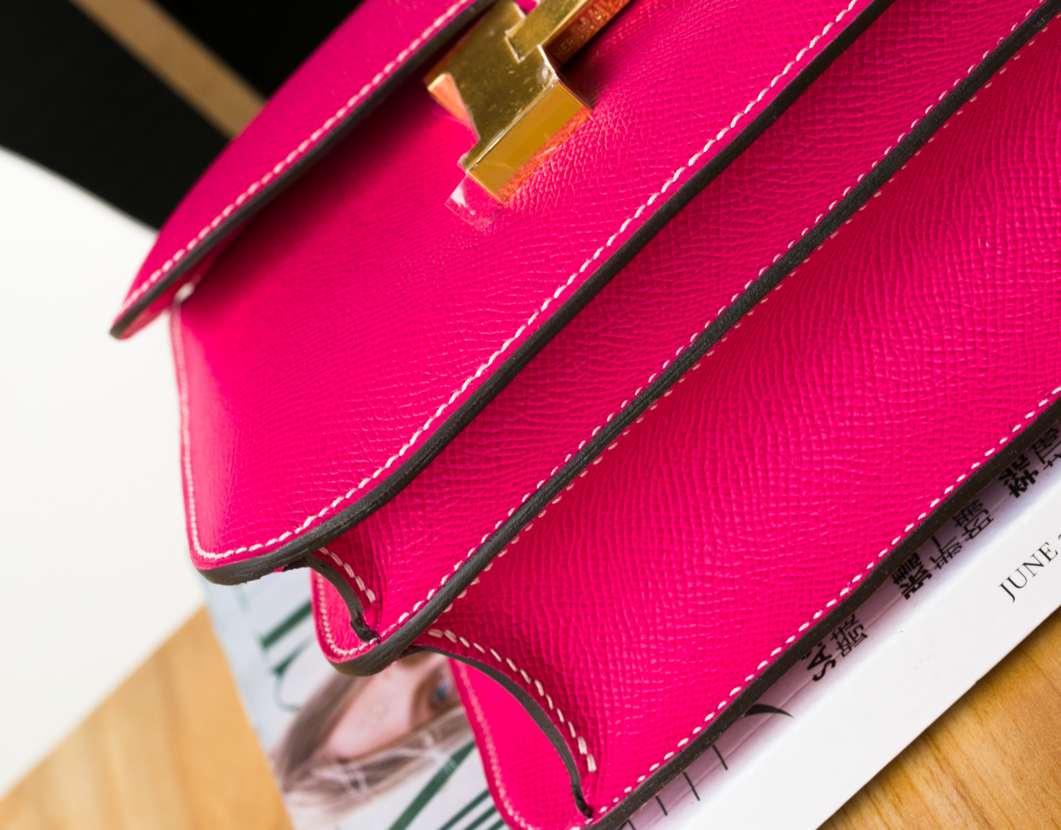 爱马仕空姐包 Hermes Constance 24cm E5糖果粉进口epsom牛皮