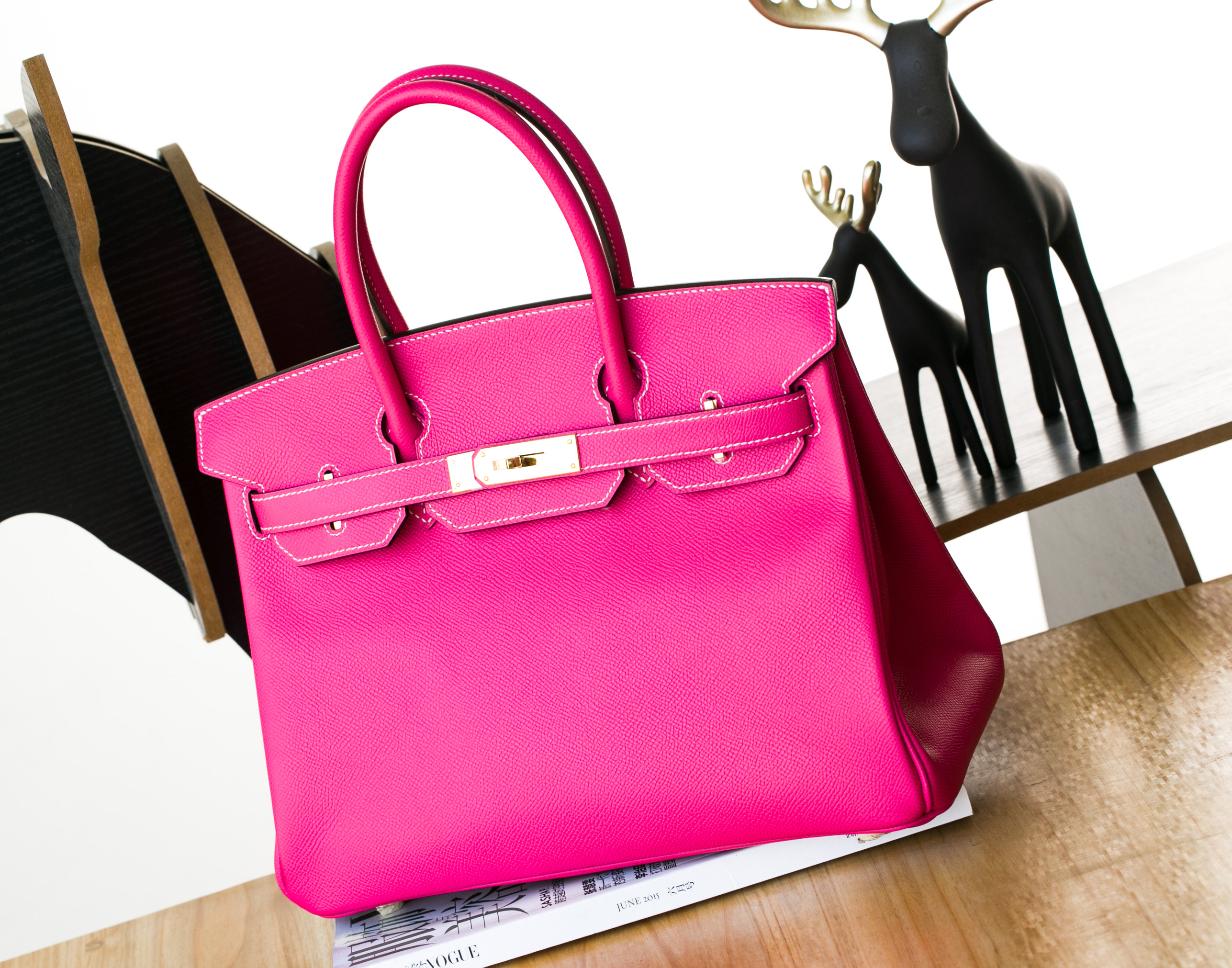 Hermes包包官网 爱马仕梅红原厂顶级epsom牛皮Birkin30铂金包