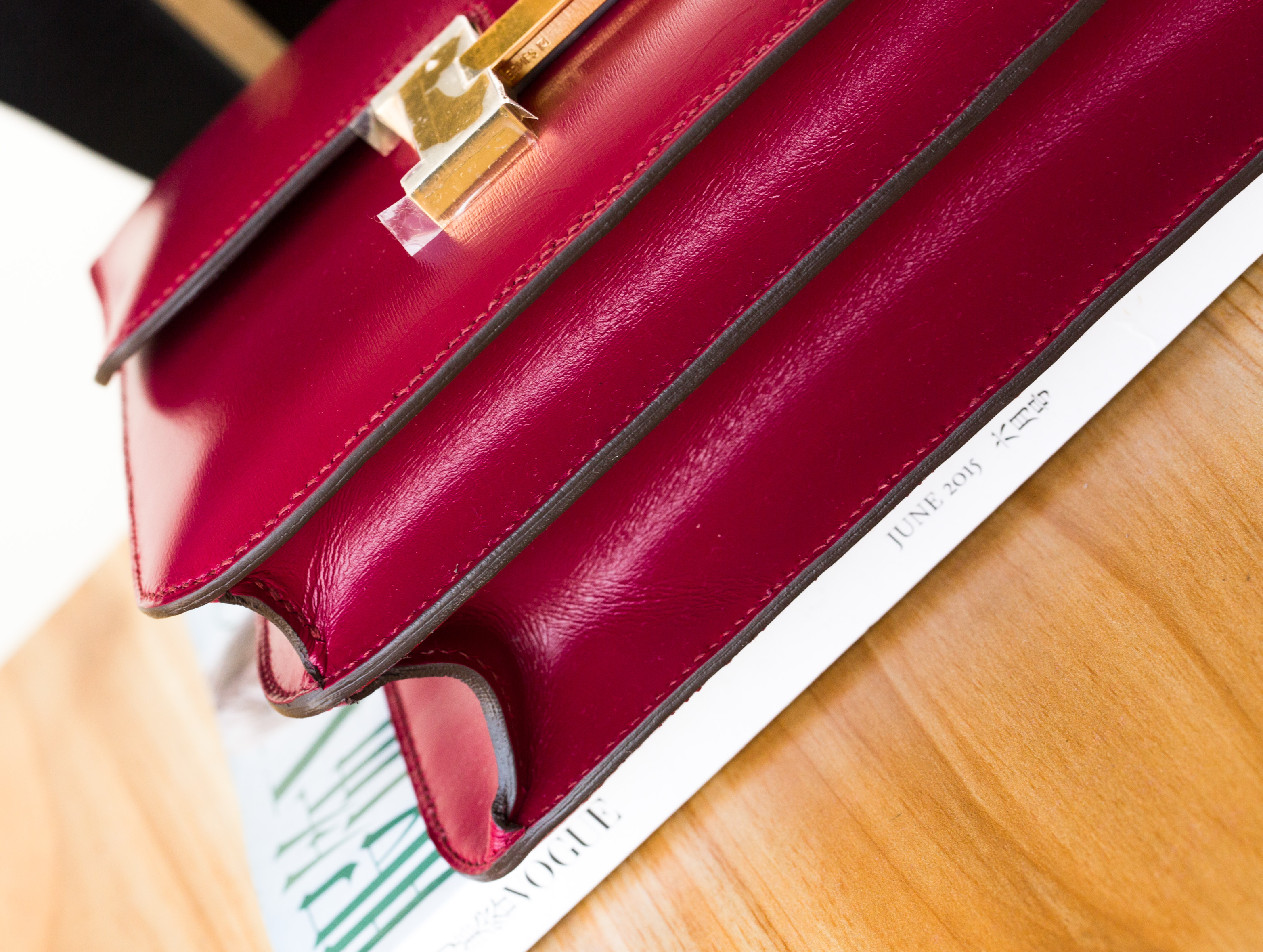 爱马仕空姐包 Hermes Constance 24cm B5宝石红进口顶级box牛皮 金扣
