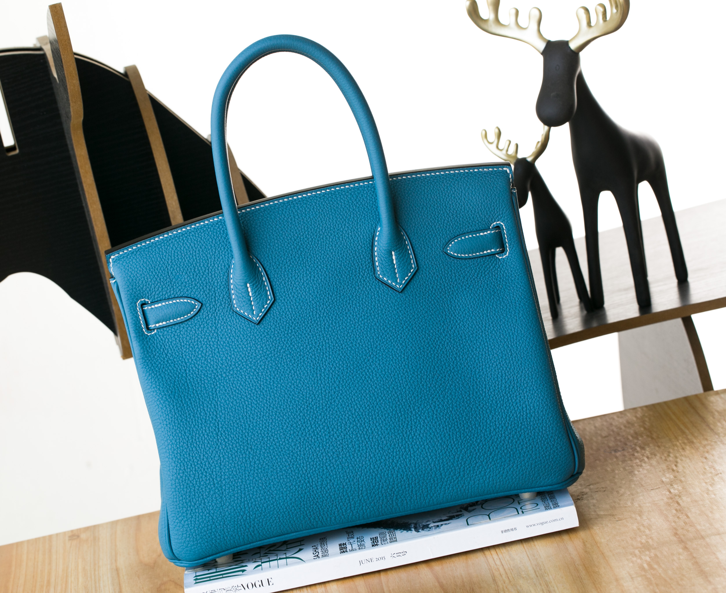 爱马仕Birkin 30CM 老工匠系列 75牛仔蓝 银扣 Togo小牛皮