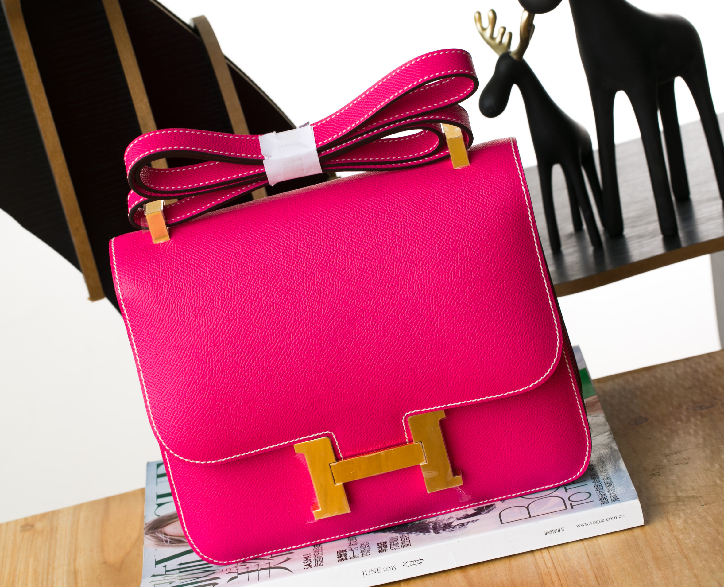 爱马仕空姐包 Hermes Constance 24cm E5糖果粉进口epsom牛皮