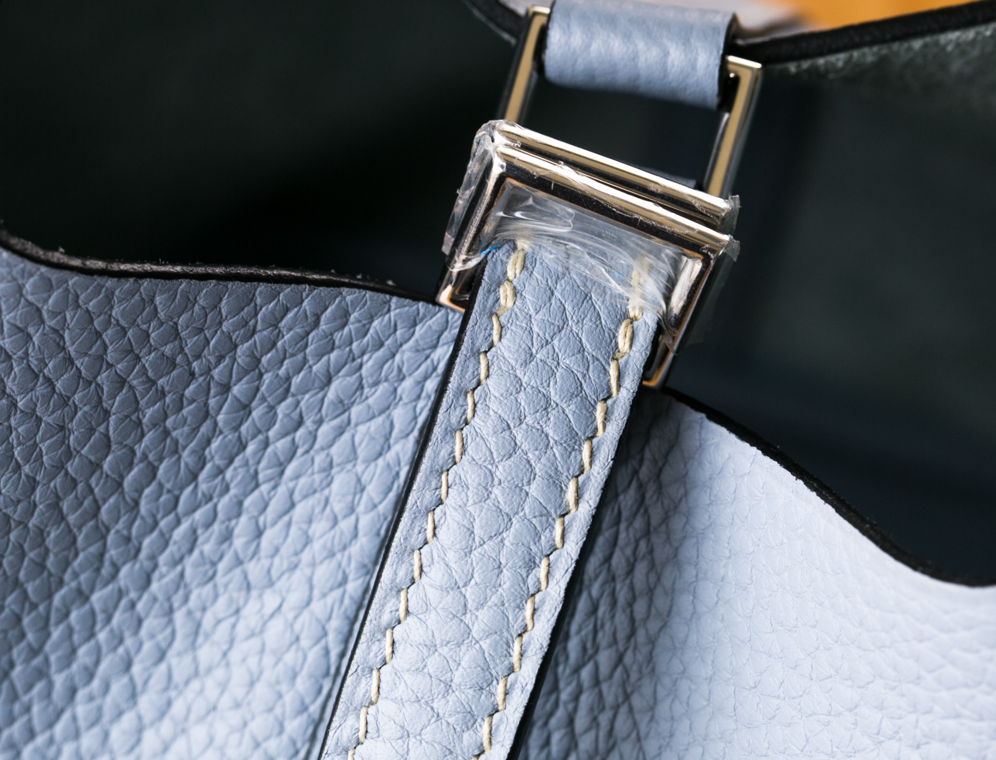 爱马仕水桶包 Hermes Picotin 22cm J7亚麻蓝原厂顶级tc牛皮 银扣