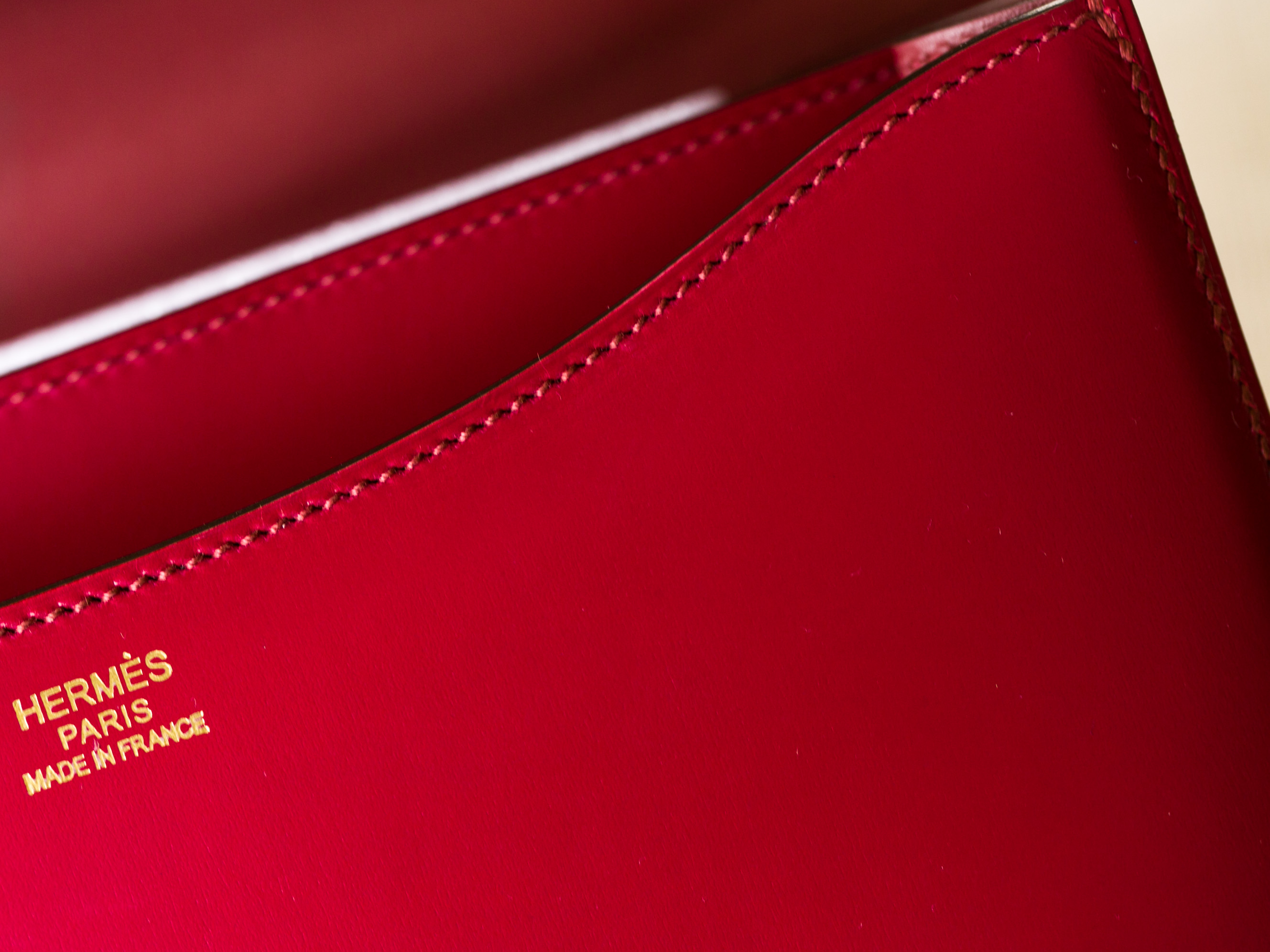 爱马仕空姐包 Hermes Constance 24cm B5宝石红进口顶级box牛皮 金扣