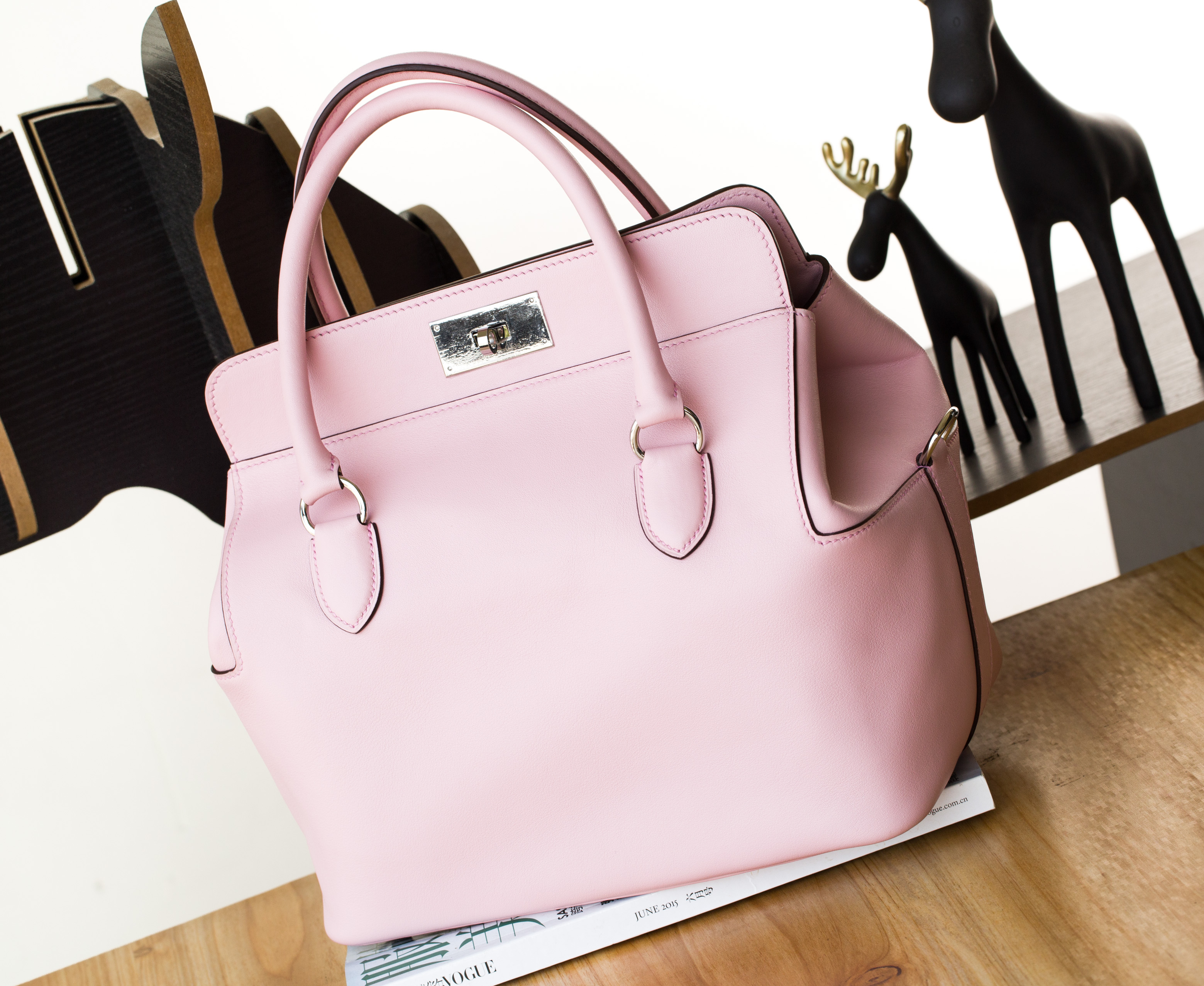 爱马仕新款女包 Hermes Toolbox 20/26cm 3Q水粉色原厂swift牛皮