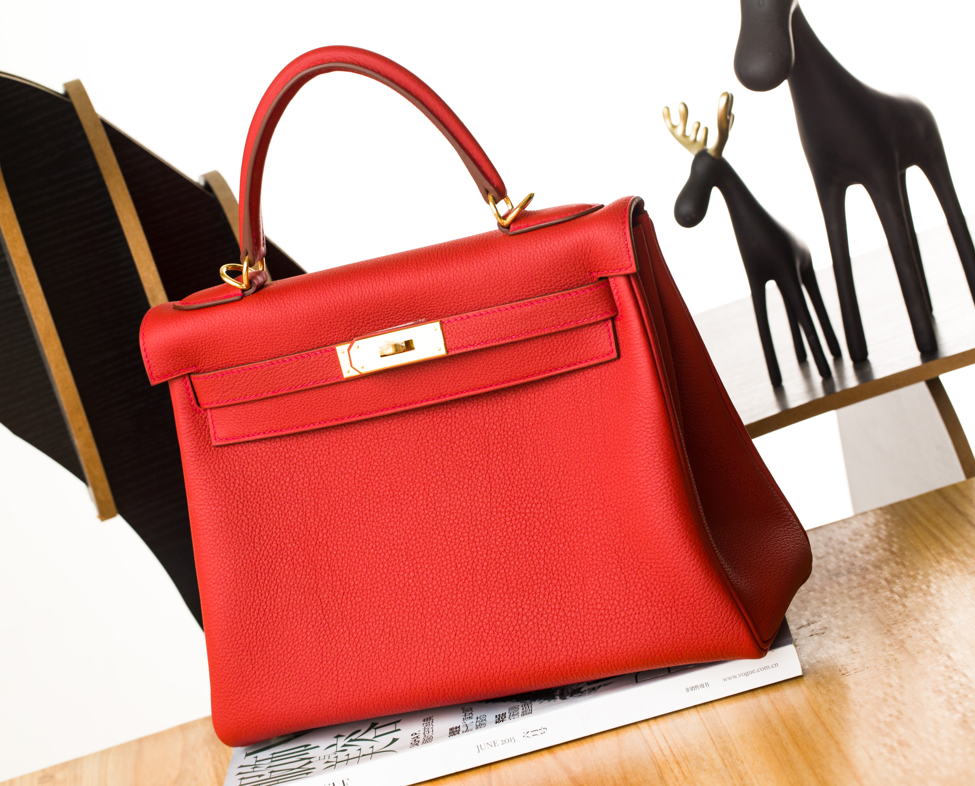爱马仕包包官网 Hermes Kelly 28cm 2R芍药红原厂togo牛皮凯莉包