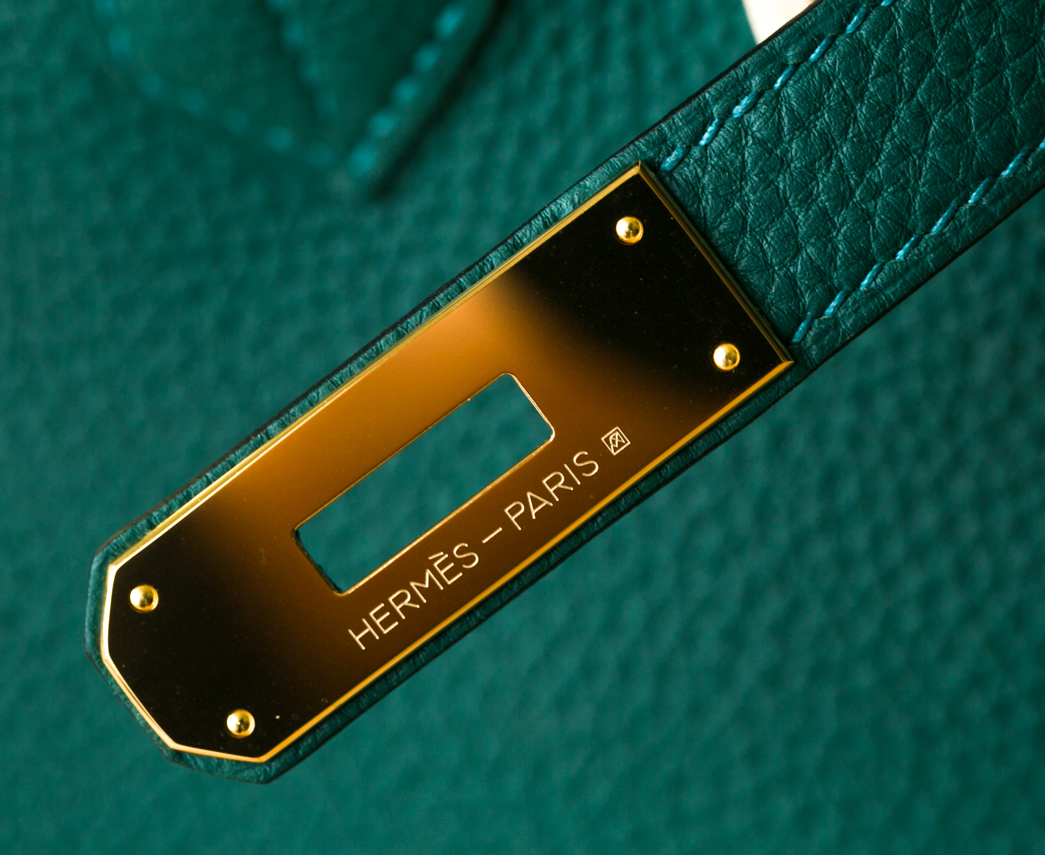 爱马仕女包 Hermes Birkin30cm Z6孔雀绿原厂顶级togo牛皮铂金包