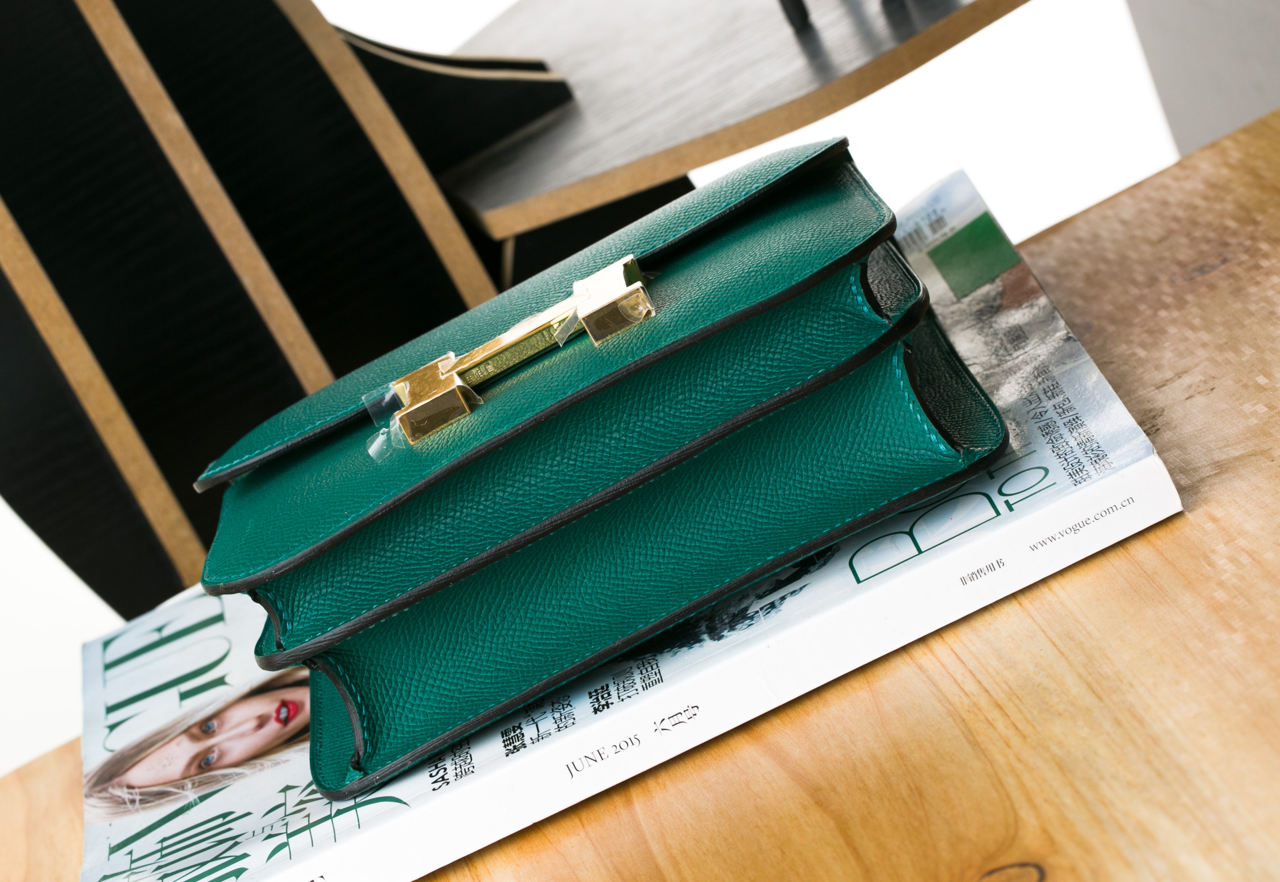 爱马仕康斯坦包价格 Hermes Constance 24cm Z6孔雀绿进口epsom牛皮