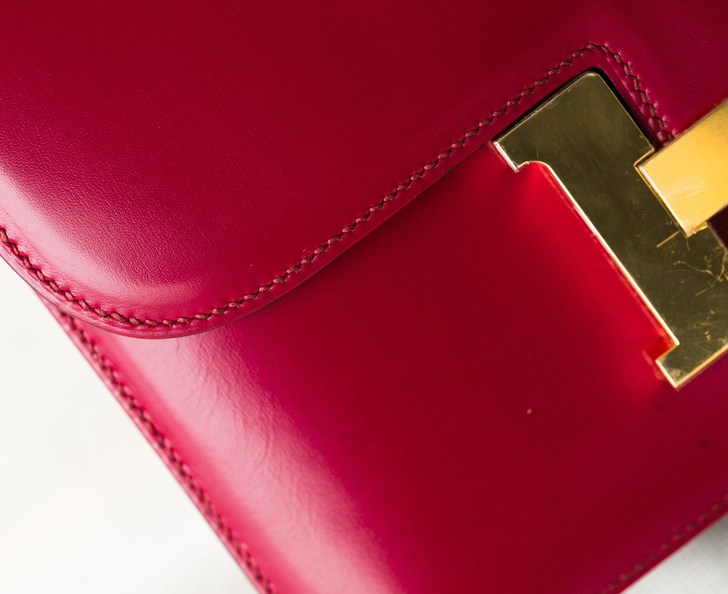 爱马仕空姐包 Hermes Constance 24cm B5宝石红进口顶级box牛皮 金扣