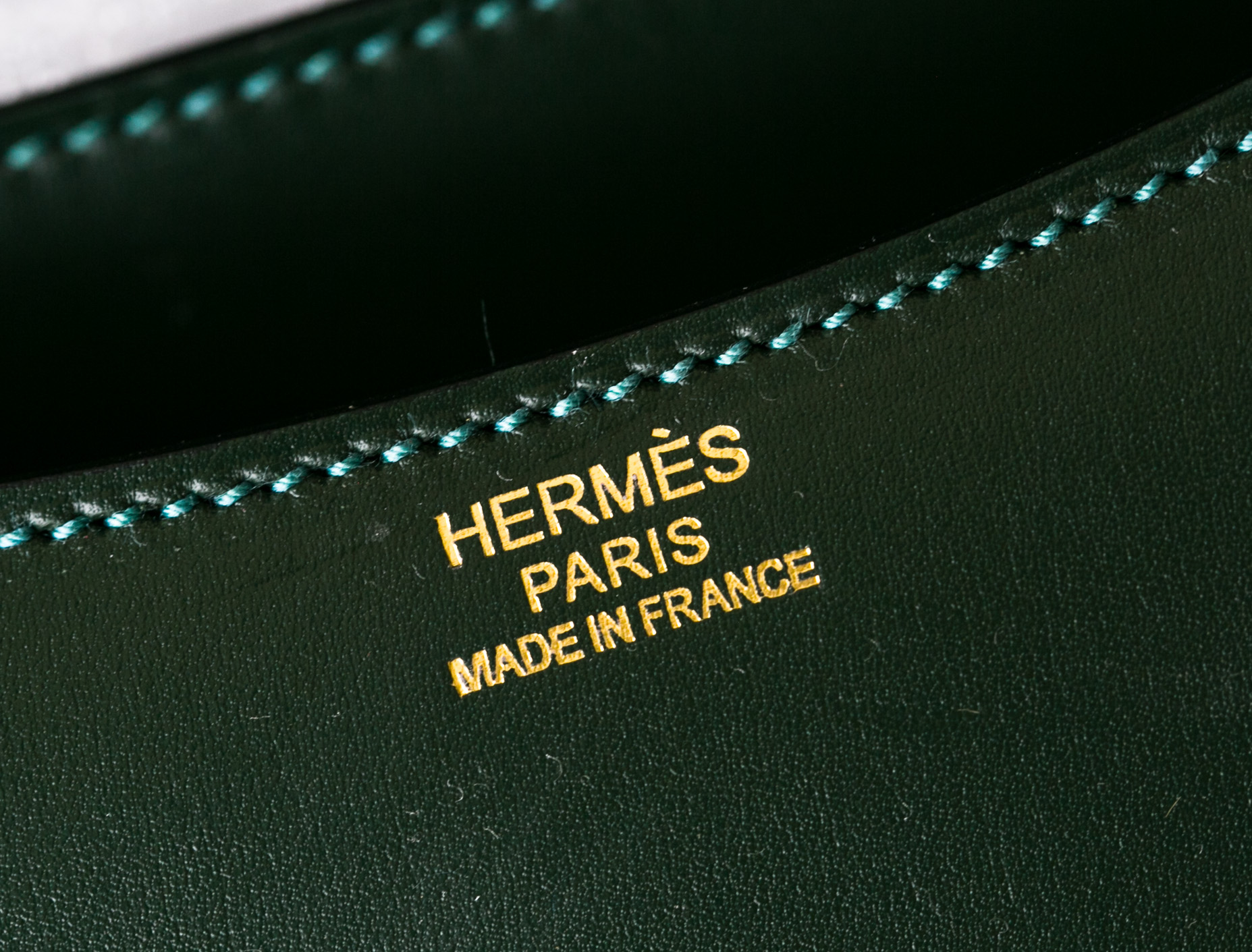Hermes女包新款 爱马仕Z6孔雀绿进口box牛皮Constance康斯坦包19cm