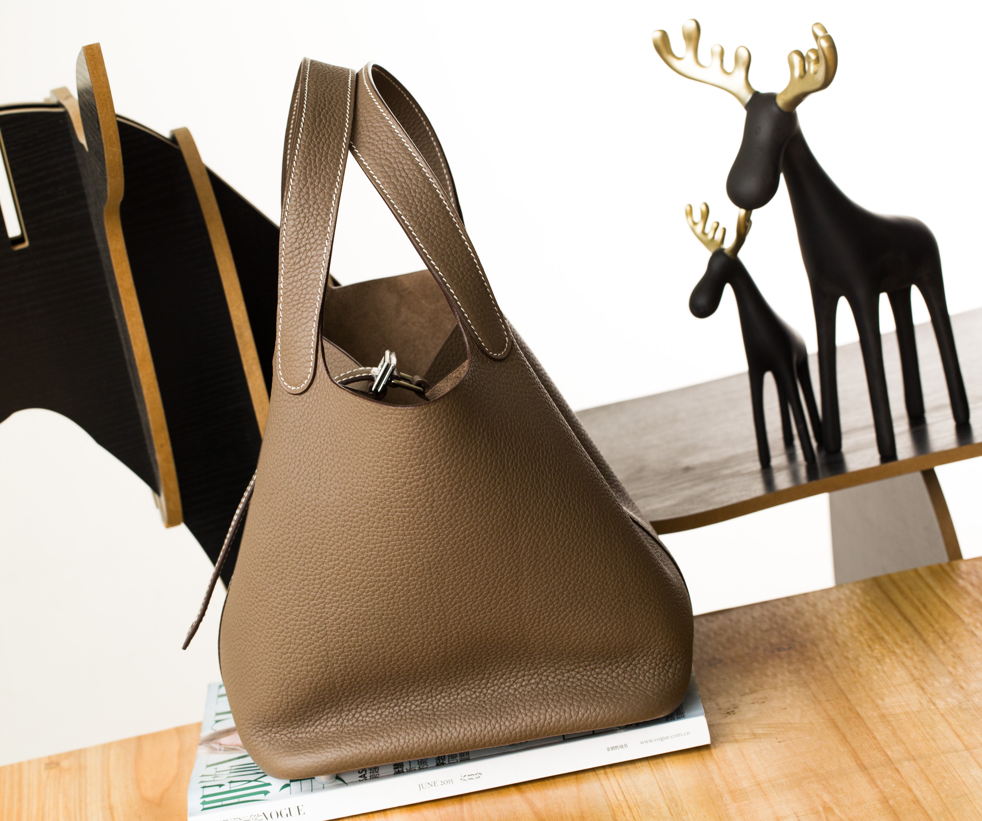 爱马仕包包官网 Hermes Picotin 22cm 大象灰原厂tc牛皮水桶包