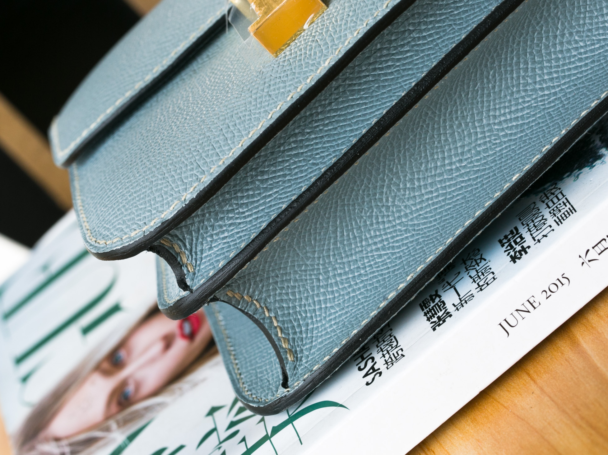 爱马仕康斯坦包 Hermes Constance 24cm J7亚麻蓝原厂epsom牛皮
