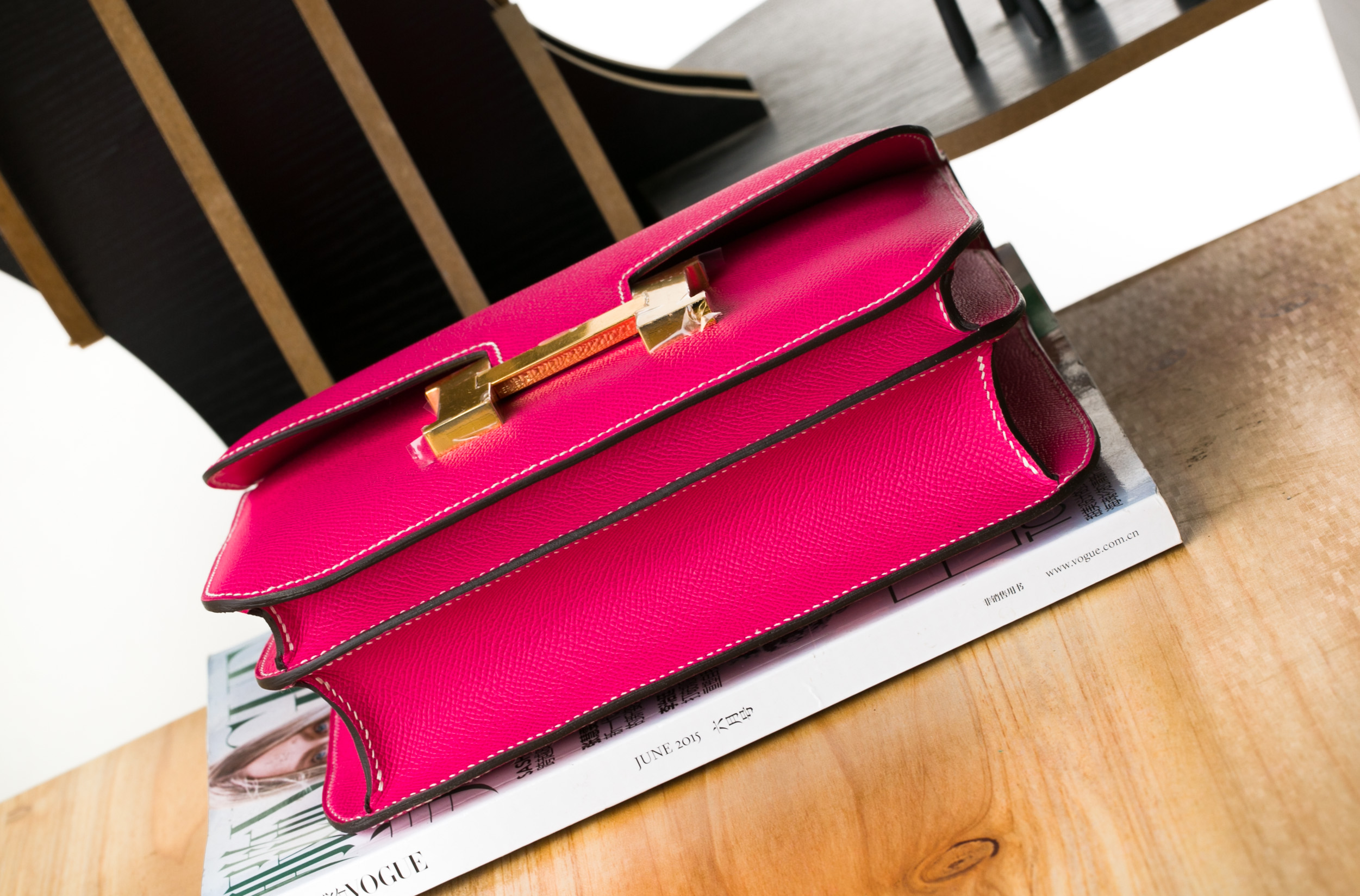 爱马仕空姐包 Hermes Constance 24cm E5糖果粉进口epsom牛皮