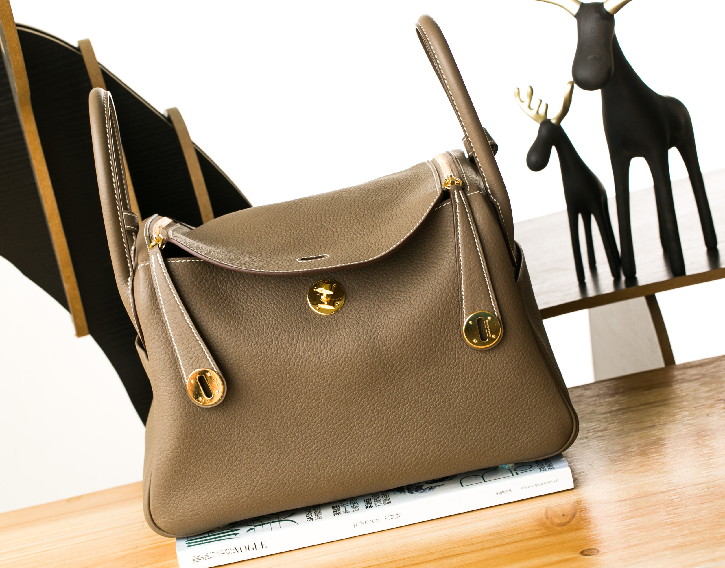 爱马仕琳迪包 Hermes Lindy30cm CK18大象灰进口togo牛皮 金扣