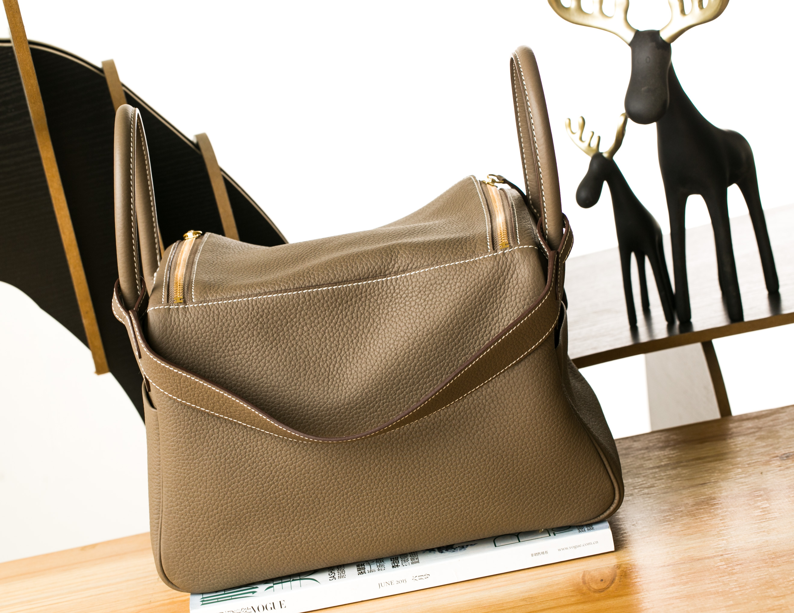 爱马仕琳迪包 Hermes Lindy30cm CK18大象灰进口togo牛皮 金扣