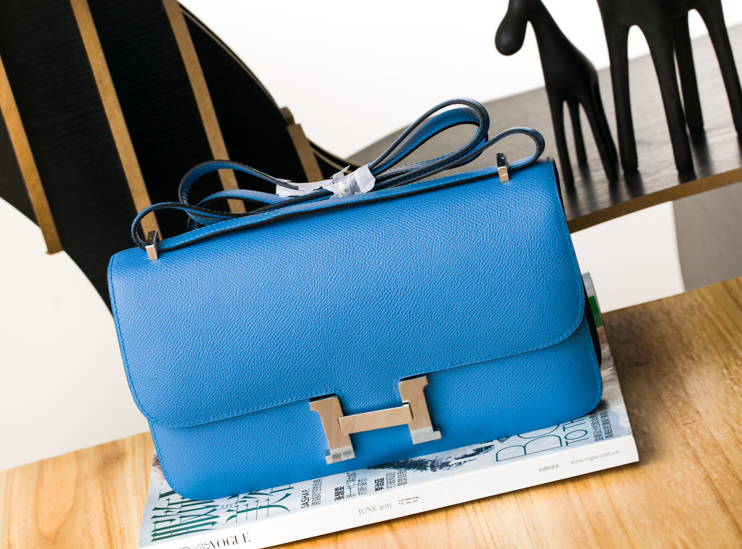 爱马仕包包官网 Hermes Constance 26cm 2T天堂蓝epsom皮空姐包