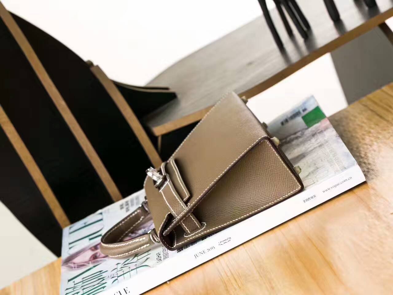 爱马仕迷你凯莉包 Hermes Minikelly 19cm CK18大象灰原厂epsom牛皮