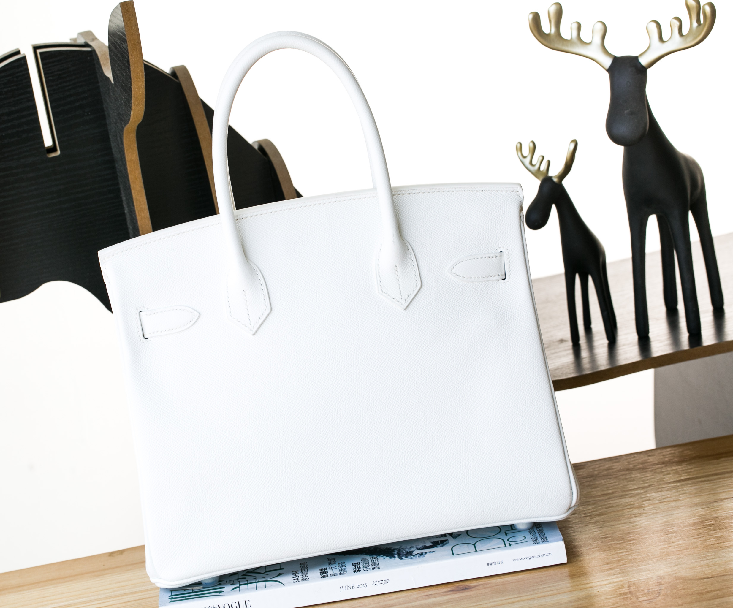 爱马仕铂金包官网 Hermes Birkin30cm 纯白色原厂epsom牛皮