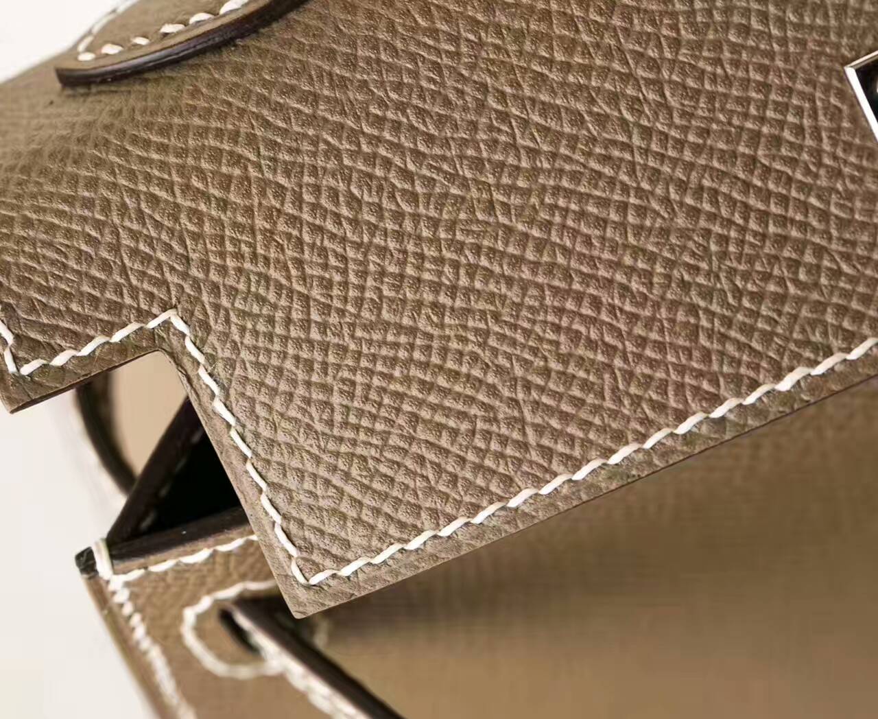 爱马仕迷你凯莉包 Hermes Minikelly 19cm CK18大象灰原厂epsom牛皮